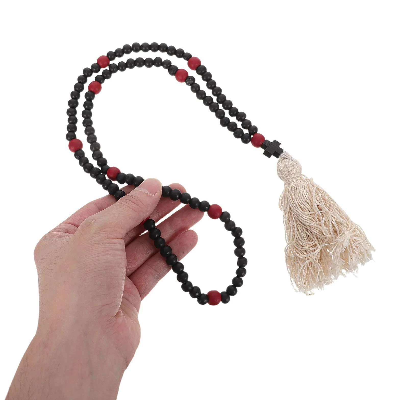 Orthodox Prayer Rope with Handknotted Wool Beads Chotki Christian Rosary Cross Charm for Car And Home Protection Blessing Ornament