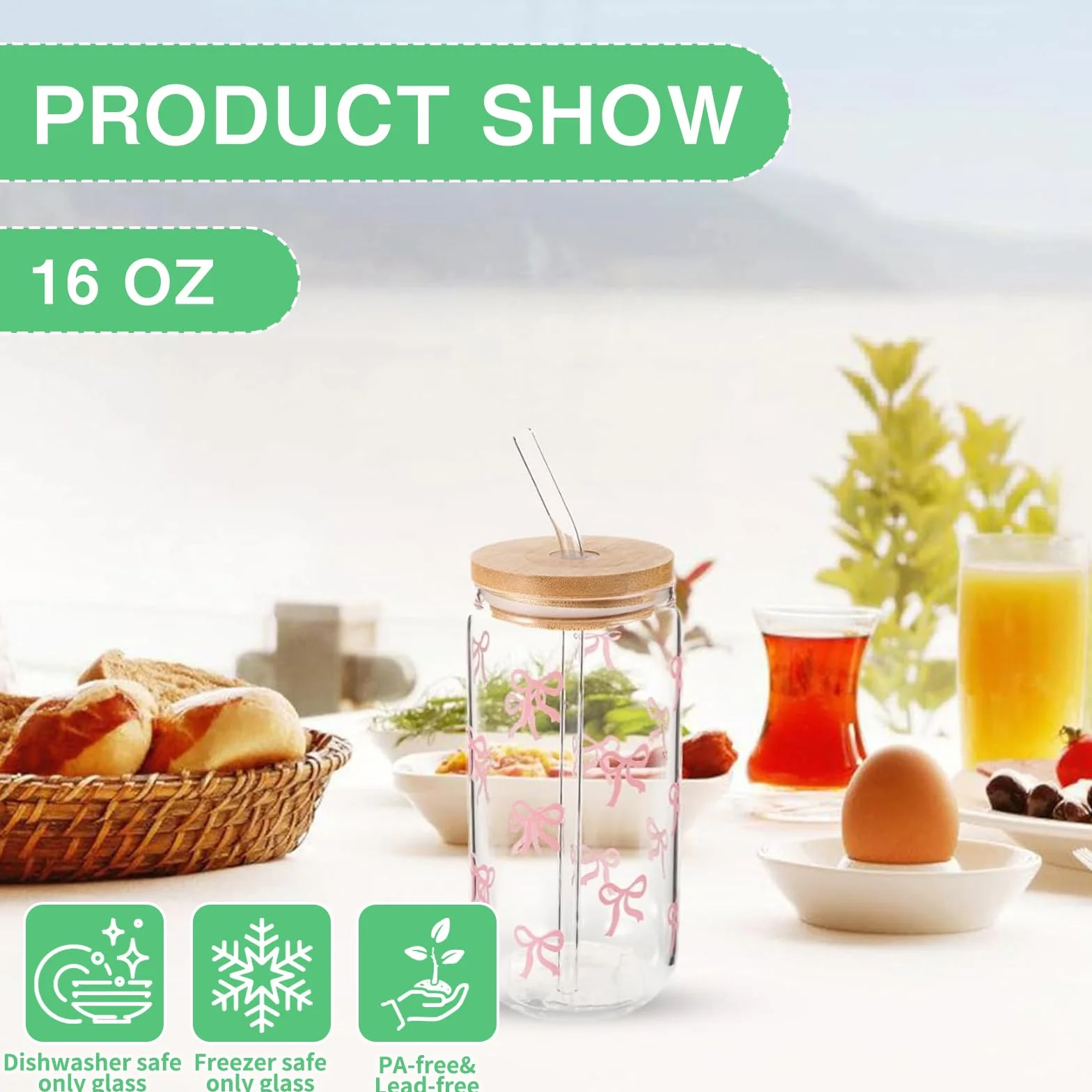 HIQE-FL Szklanki do picia pokrywką, kubek do herbaty bąbelkowej słomką, do smoothie i latte