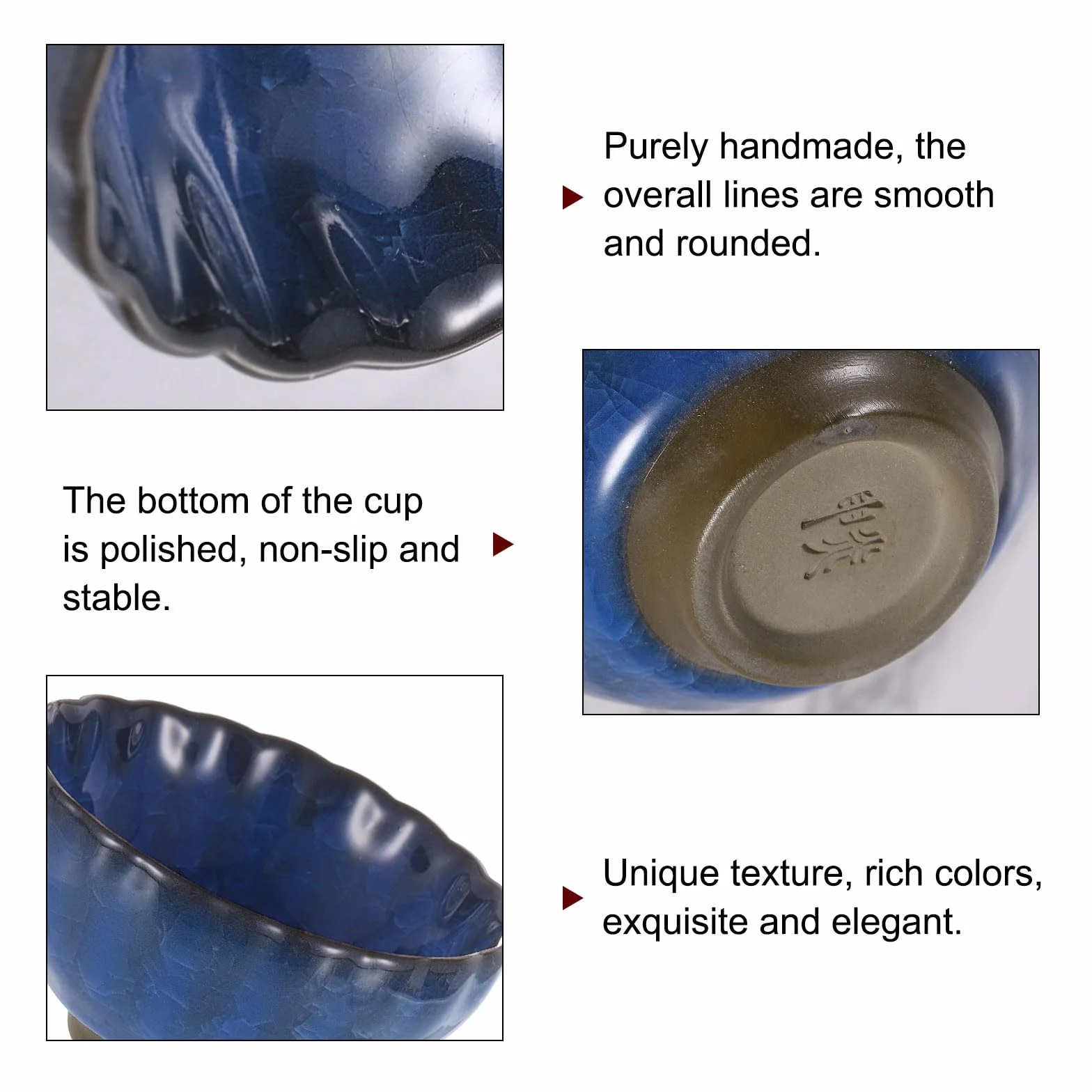 QUARKZMAN Japońska miska Matcha 4,23 uncji tradycyjny ceramiczny zestaw do herbaty Gong Fu Japoński kubek do herbaty bez uchwytu Porcelana duży do herbaty Matcha Kawa napoje, niebieski