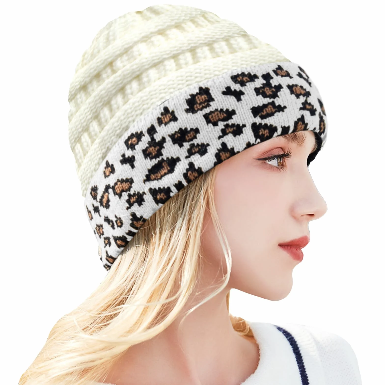 LUKIUP Czapka z dzianiny w stylu dtirnband damska czapka zimowa, ciepła czapka z dzianiny, miękka, rozciągliwa, uniseks, stylowa miejska streetwear, czapka zimowa