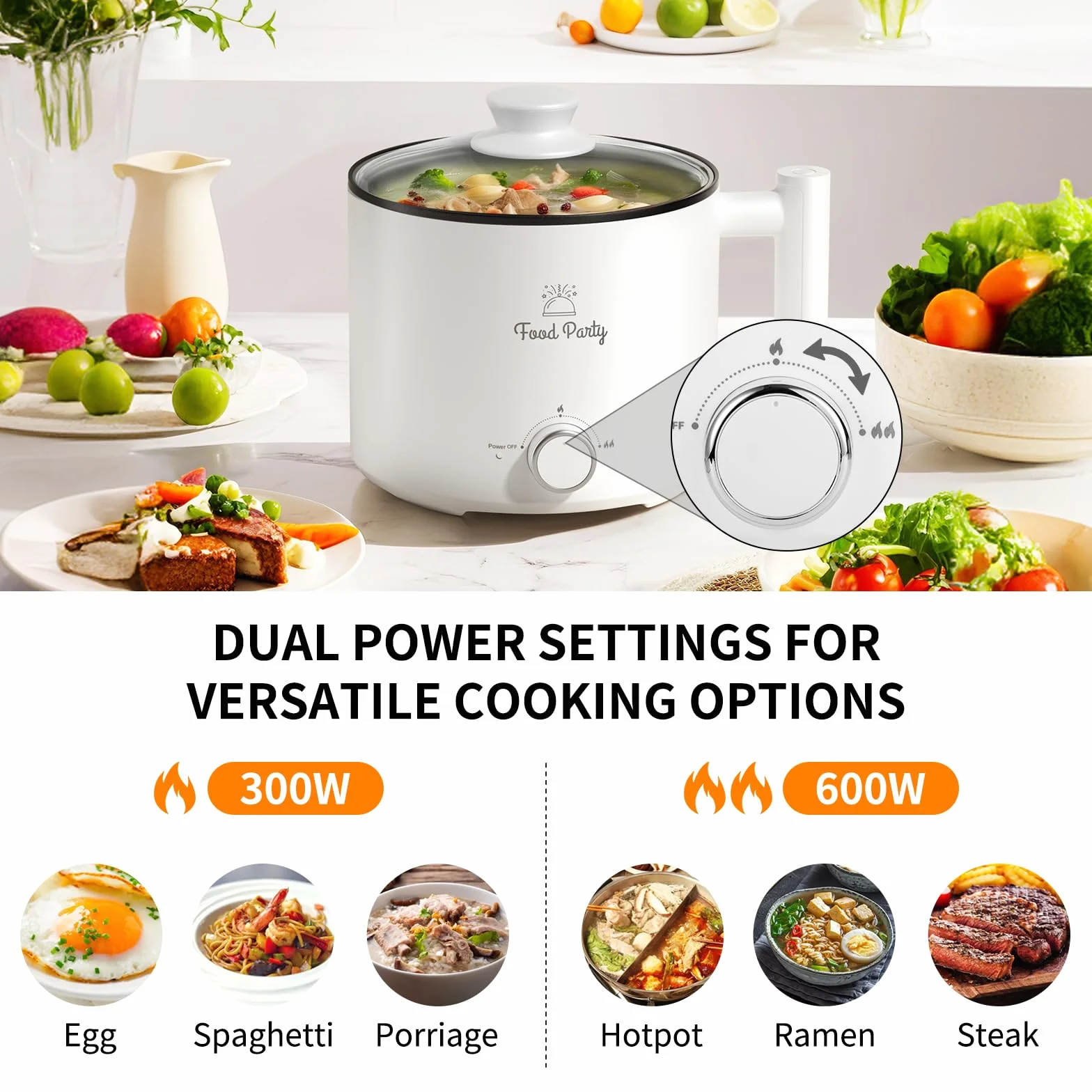 Food Party Hot Pot elektryczny garnek hotpot z parowarem, 1,8 l, elektryczny garnek do gotowania makaronu, 220 V, elektryczna patelnia do gotowania makaronu, chiński hot pot fondue