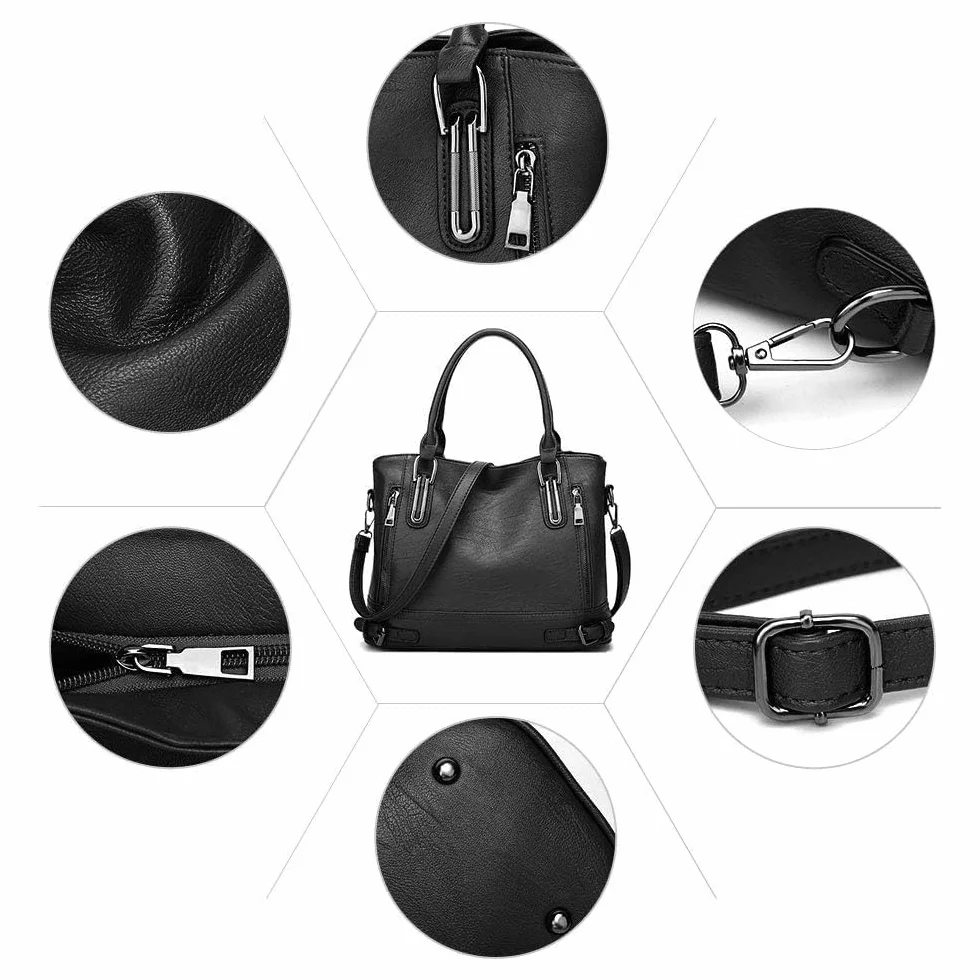 VINBAGGE Torebki dla kobiet, designerska damska skórzana torba na ramię, torebka crossbody, duża pojemność, torba do pracy i na co dzień z odpinanym paskiem