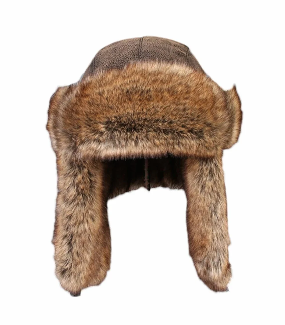 Insun Unisex czapka zimowa czapka lotnicza czapka traperska ze sztucznej skóry czapka futrzana męska czapka rosyjska