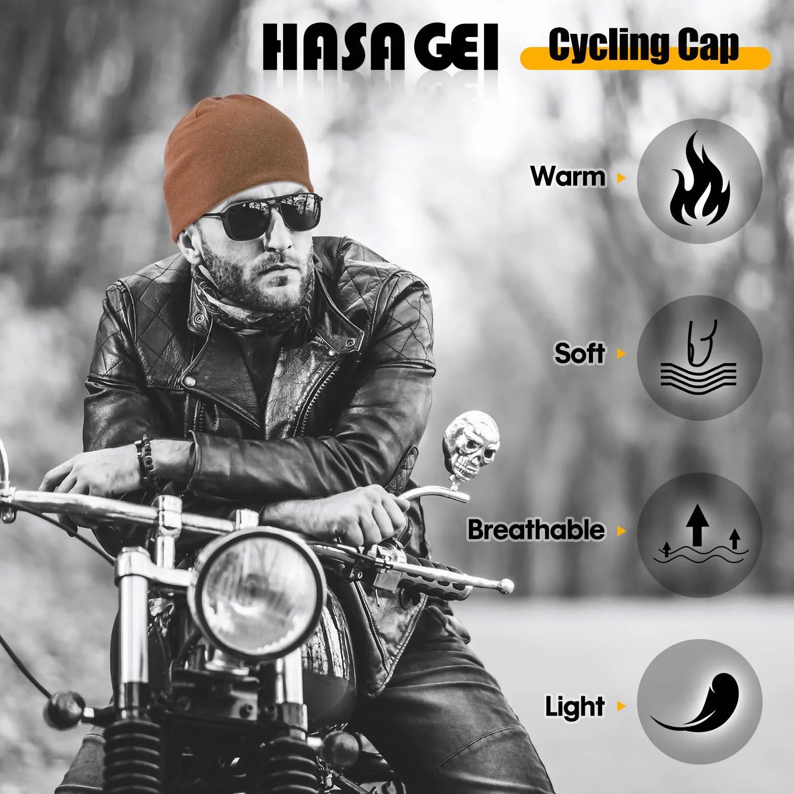 HASAGEI Czapka do biegania dla mężczyzn i kobiet, czapka pod kask, czapka beanie, zimna pora roku, ciepła czapka sportowa, antystatyczna, z nadrukiem, do aktywności rekreacyjnych, joggingu, podróży,