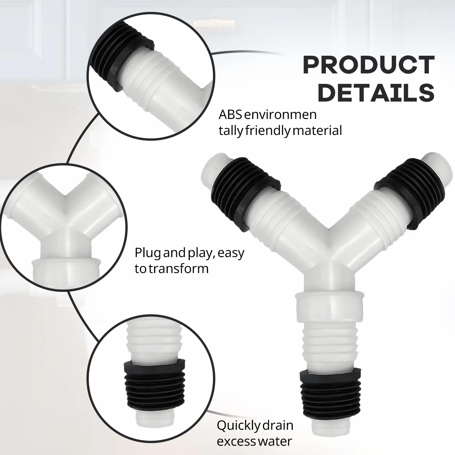 Adapter odpływu pralka, 2 sztuki, zawór zwrotny, potrójne przyłącze gwintu, rozdzielacz Y, wąż dopływowy