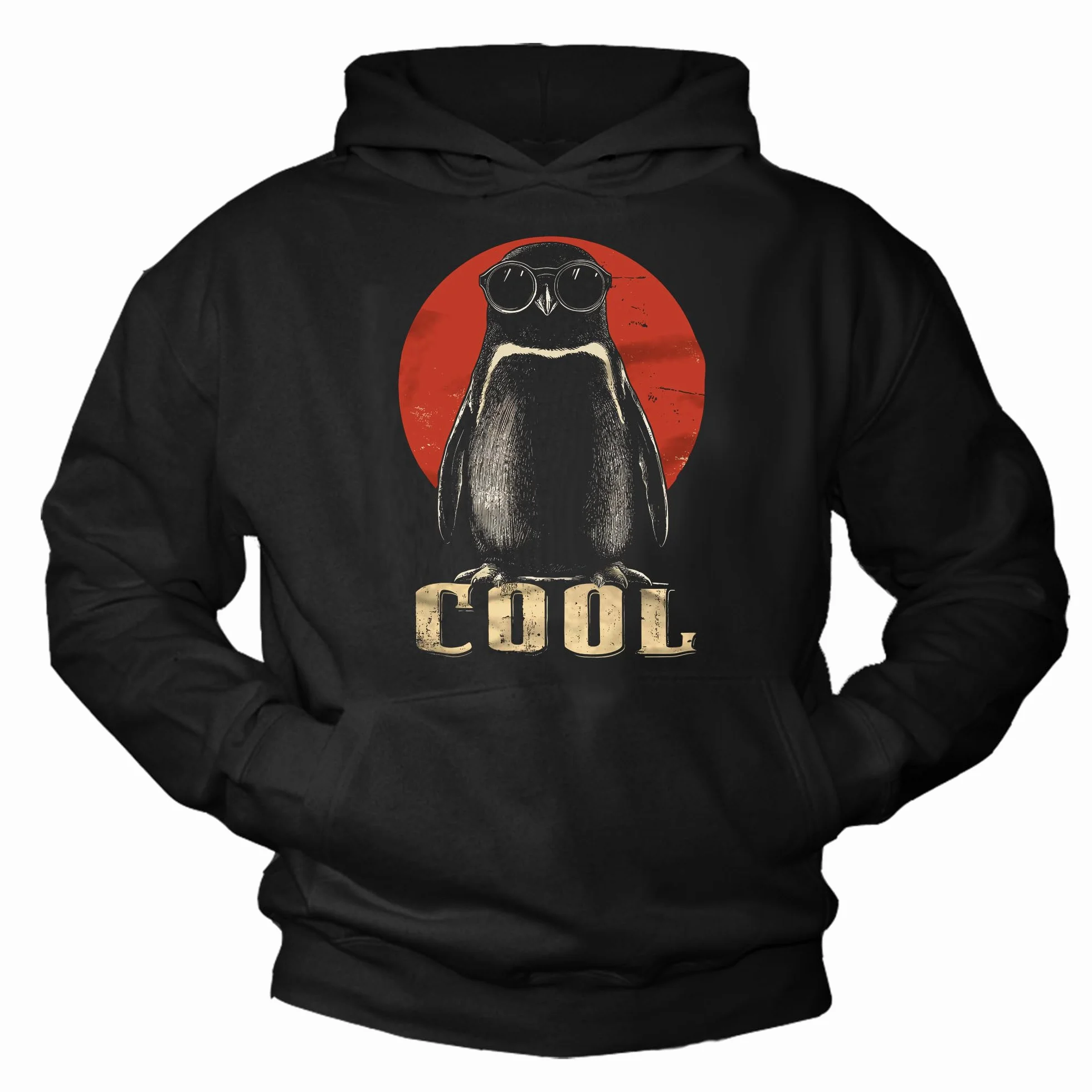 MAKAYA bluza z kapturem męska z motywem pingwina zabawny hoodie z nadrukiem zwierzęta cool styl casual