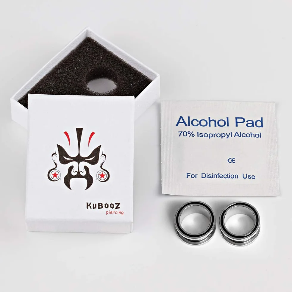 KUBOOZ Wtyczka do uszu, tunel, rozpychacz, piercing, prosta śruba ze stali nierdzewnej, grubość 6 mm do 16 mm, Stal nierdzewna