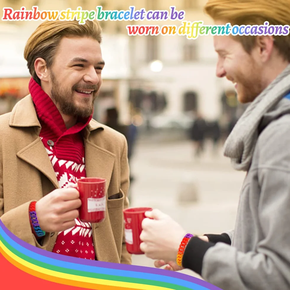 Tęczowa bransoletka LGBT Gay Pride, silikon, 18 cm