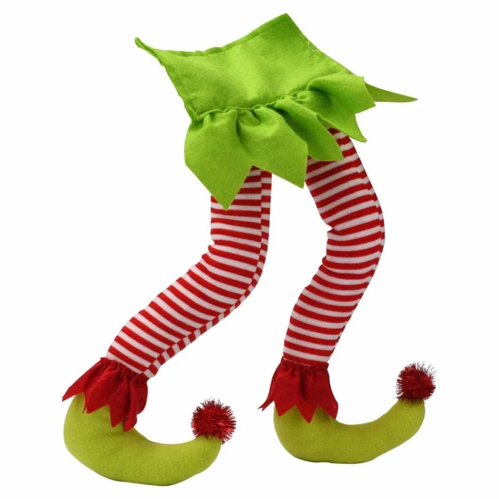 Świąteczny Elf Wypchane Nogi Ozdoby Flanelowe Bożonarodzeniowy Rekwizyt