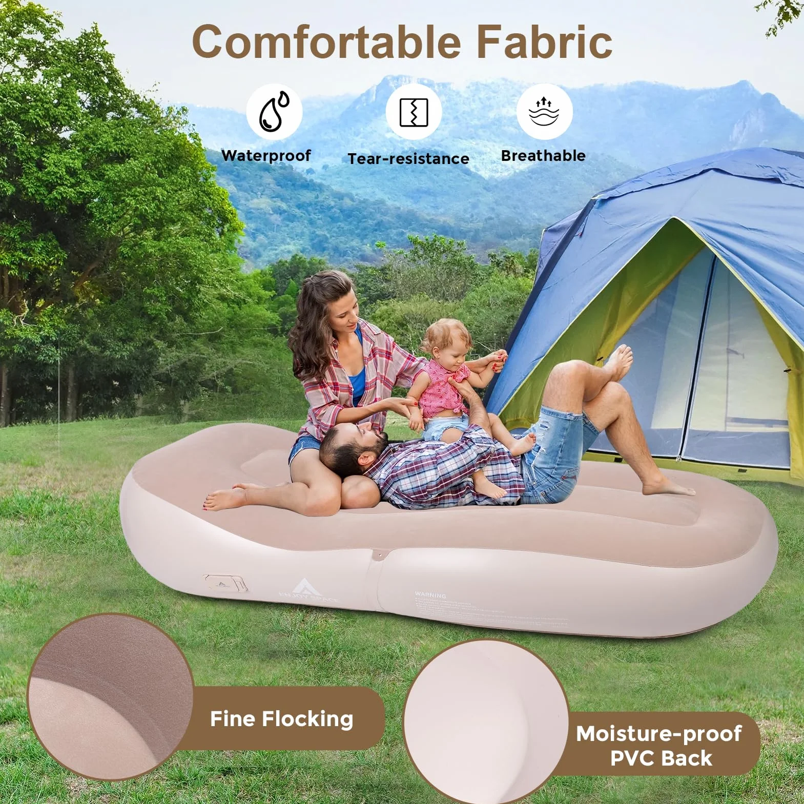 Nadmuchiwany Leżak Dmuchana Sofa z PVC Flokowanie Fotel Dmuchany Automatyczna Inflacja 150 kg 72,8 x 29,9 x