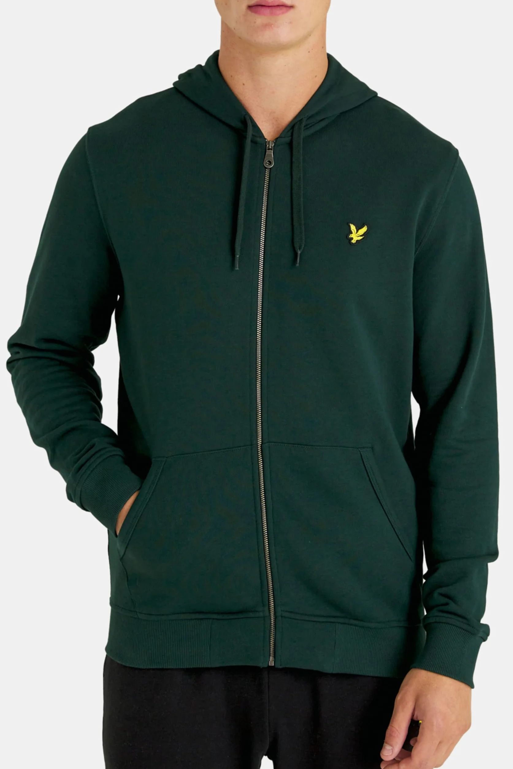 Lyle & Scott Męska bluza z kapturem z zamkiem błyskawicznym, ciemnozielony, XL