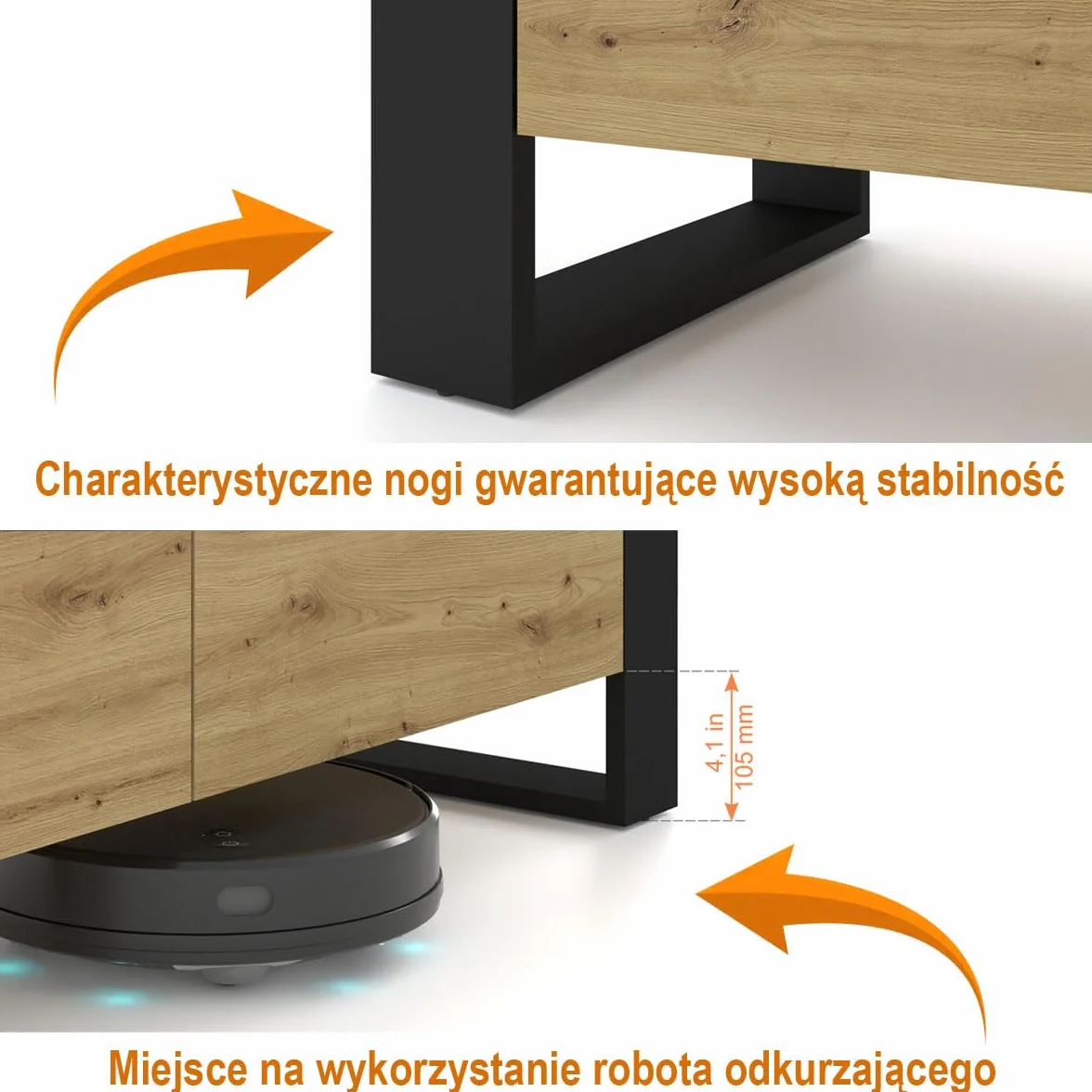 Szafka rtv 200 cm dąb artisan stojąca pod telewizor, do salonu i sypialni nowoczesna szafka telewizyjna, trwała płyta laminowana, wytrzymały stolik rtv, Nuka
