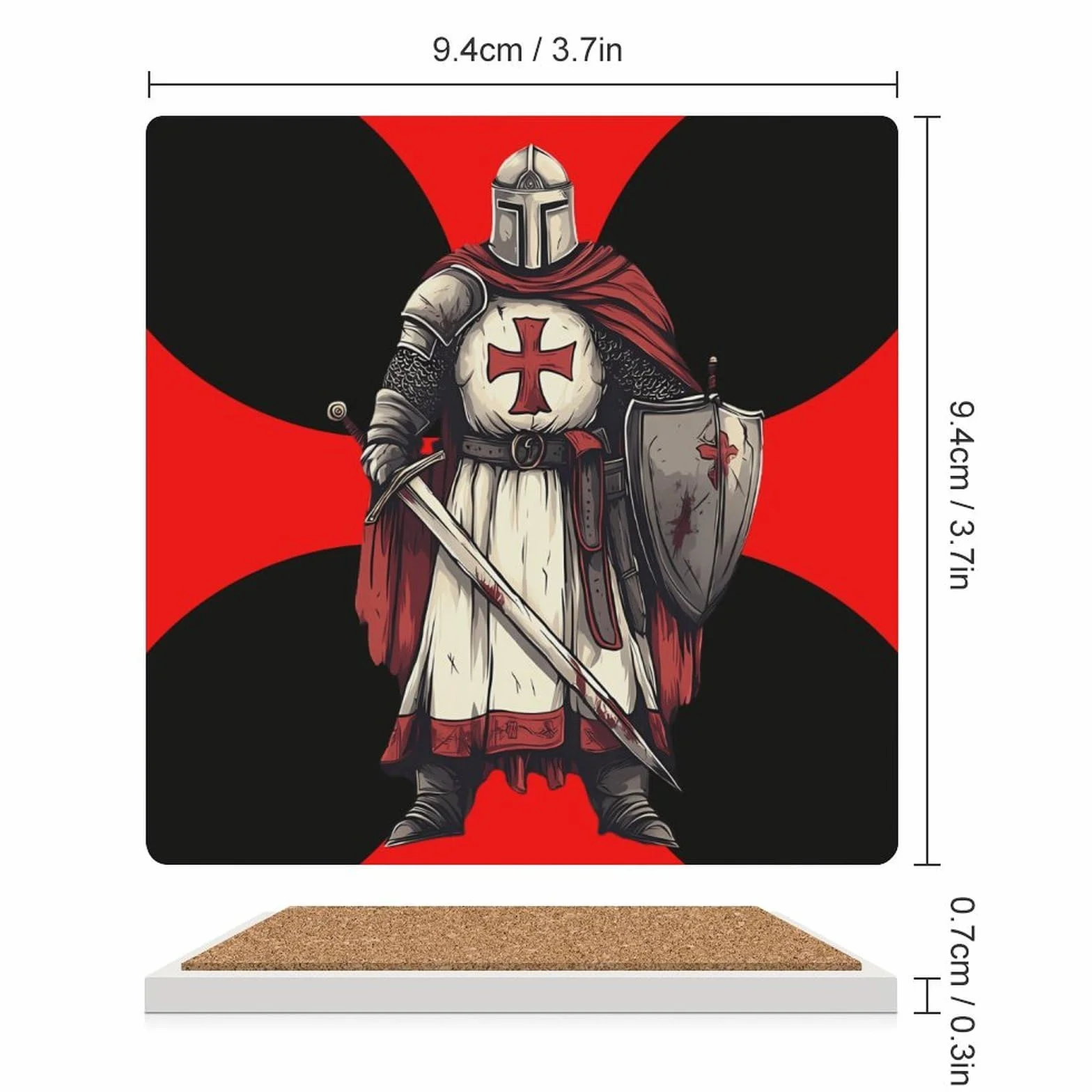 Knights Templar zestaw podkładek ceramicznych kwadratowych odpornych na ciepło do herbaty i kawy
