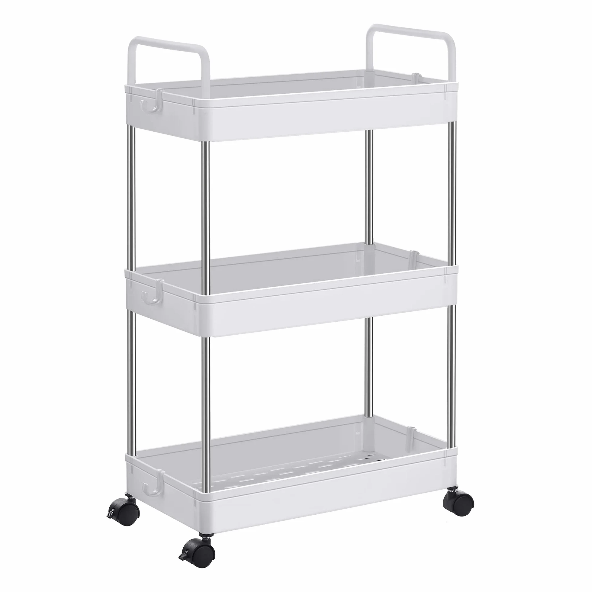 SONGMICS Wózek kuchenny z 3 poziomami, 23,6 x 42 x 67,6 cm, biały