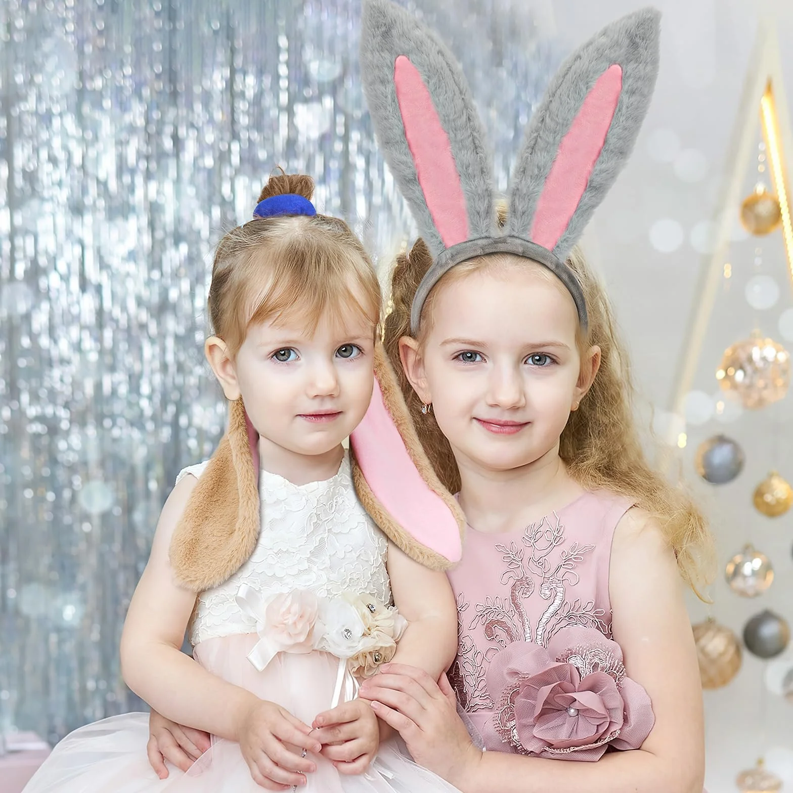 HIFOT 2 szt. szare ucho opaska do włosów + brązowe królik, puszyste królik, opaska na włosy, na Halloween, karnawał, Wielkanoc, akcesoria do kostiumu dla dzieci i dorosłych
