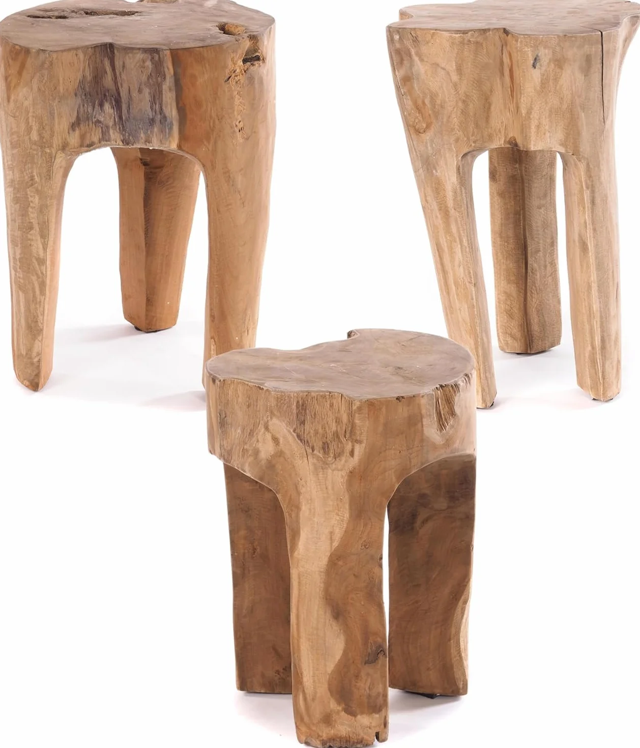 DESIGN DELIGHTS RUSTYKALNY TABORET Z PNIA DRZEWA Log | 41x29x29 cm (WxSzxG), stare drewno, naturalny | taboret do siedzenia