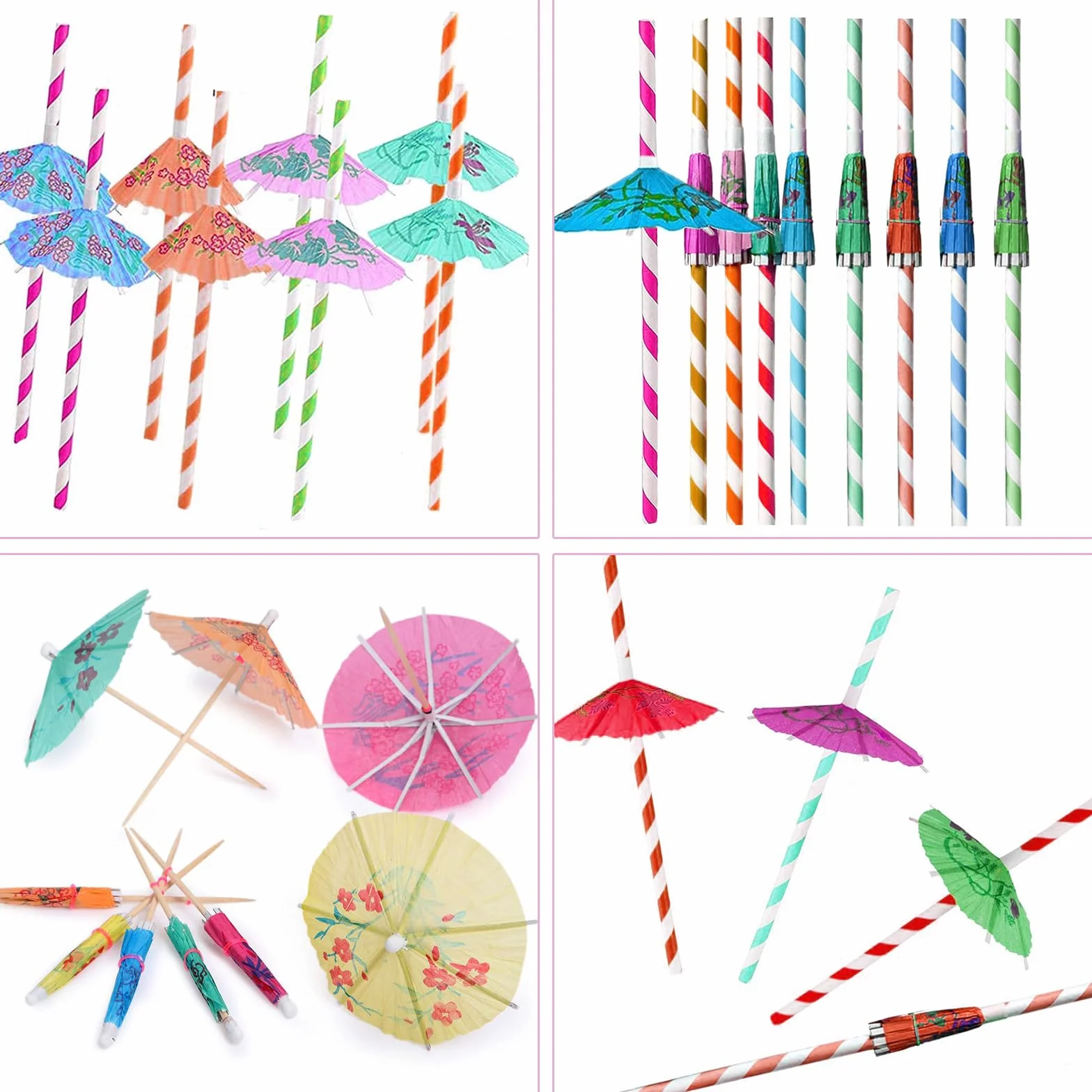 50 szt. dekoracji koktajlowych, parasole koktajlowe do napoju, kolorowe papierowe parasole na imprezę plażową, papierowy parasol, akcesoria koktajlowe, papierowy parasol, patyczki koktajlowe,