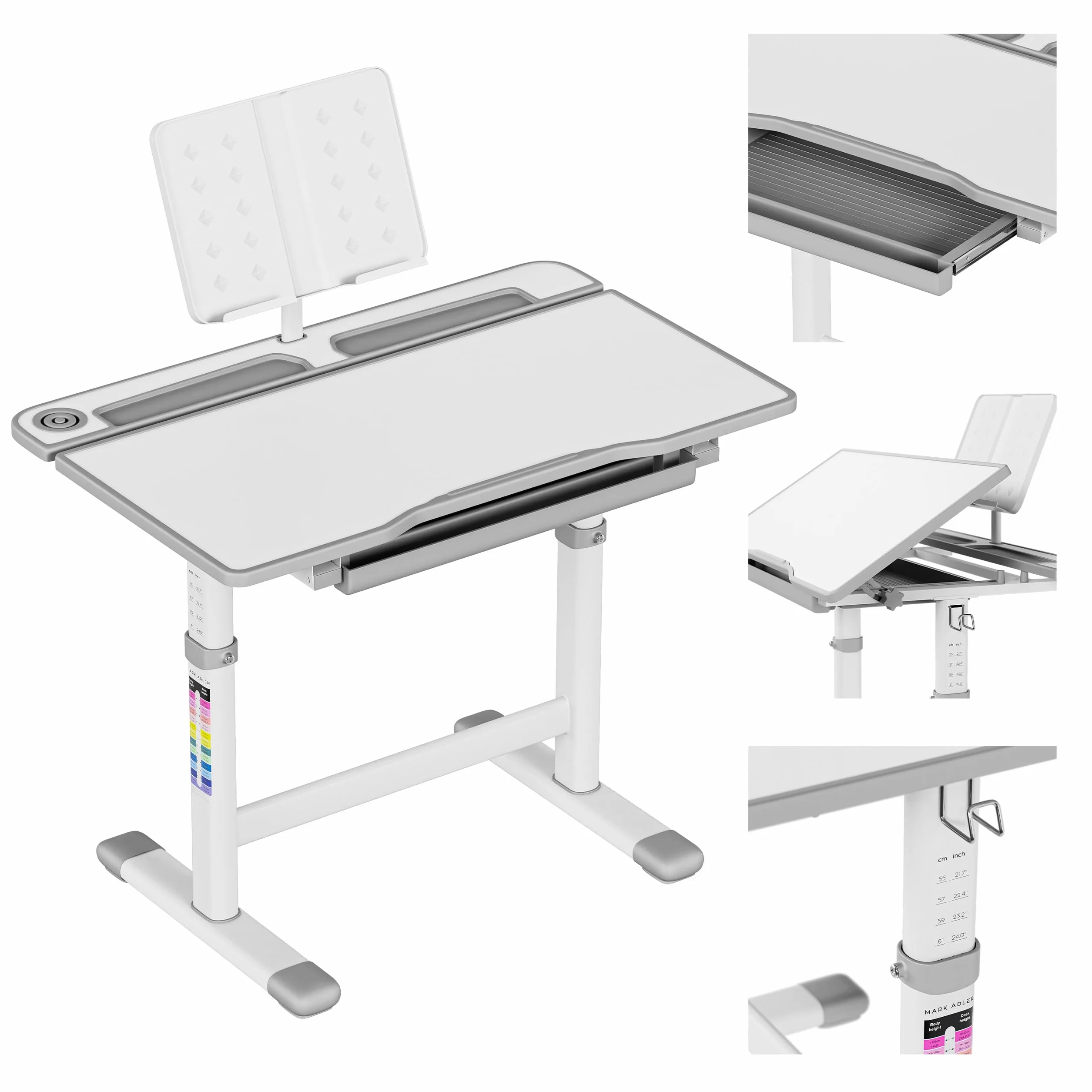 MARK ADLER Study 3.0 ergonomiczne biurko dziecięce z regulacją wysokości i pochylanym blatem