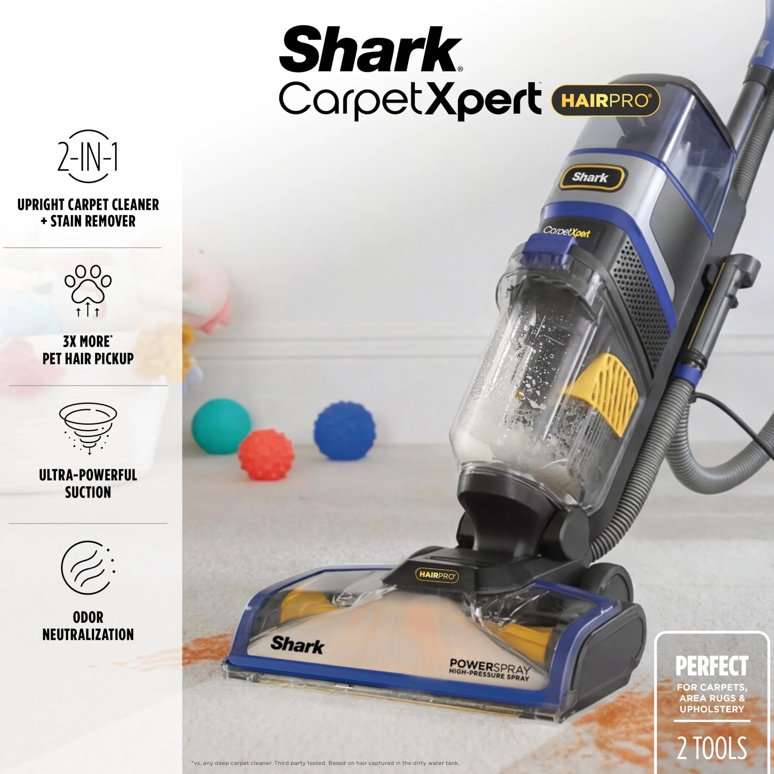 Shark CarpetXpert HairPro EX251BRN zestaw do czyszczenia dywanów i tapicerki, głębokie czyszczenie, usuwanie plam