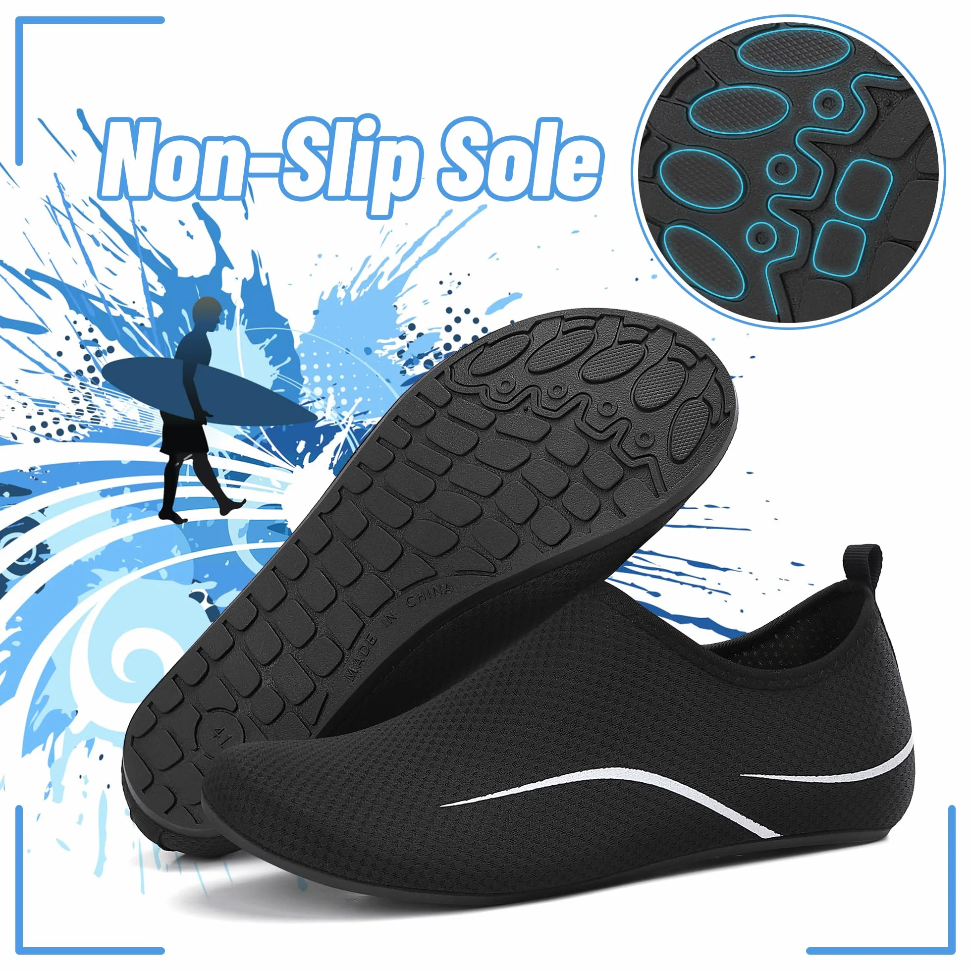 Buty do Wody Water Shoes Lekkie Buty do SportóW Wodnych Buty do PłYwania Buty PlażOwe Buty do Jogi Buty do Surfowania dla Kobiet I MężCzyzn. Czarny, 42EU