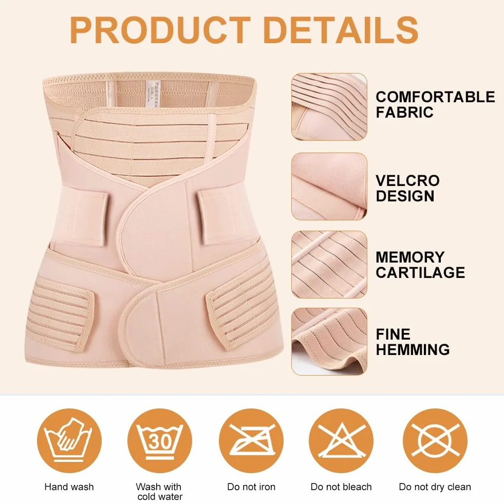 ACWOO Opaska na brzuch po porodzie, pas podtrzymujący brzuch 3 w 1 do regeneracji brzucha/talii / miednicy, pas do regeneracji sekcji C, po porodzie, gorset modelujący sylwetkę