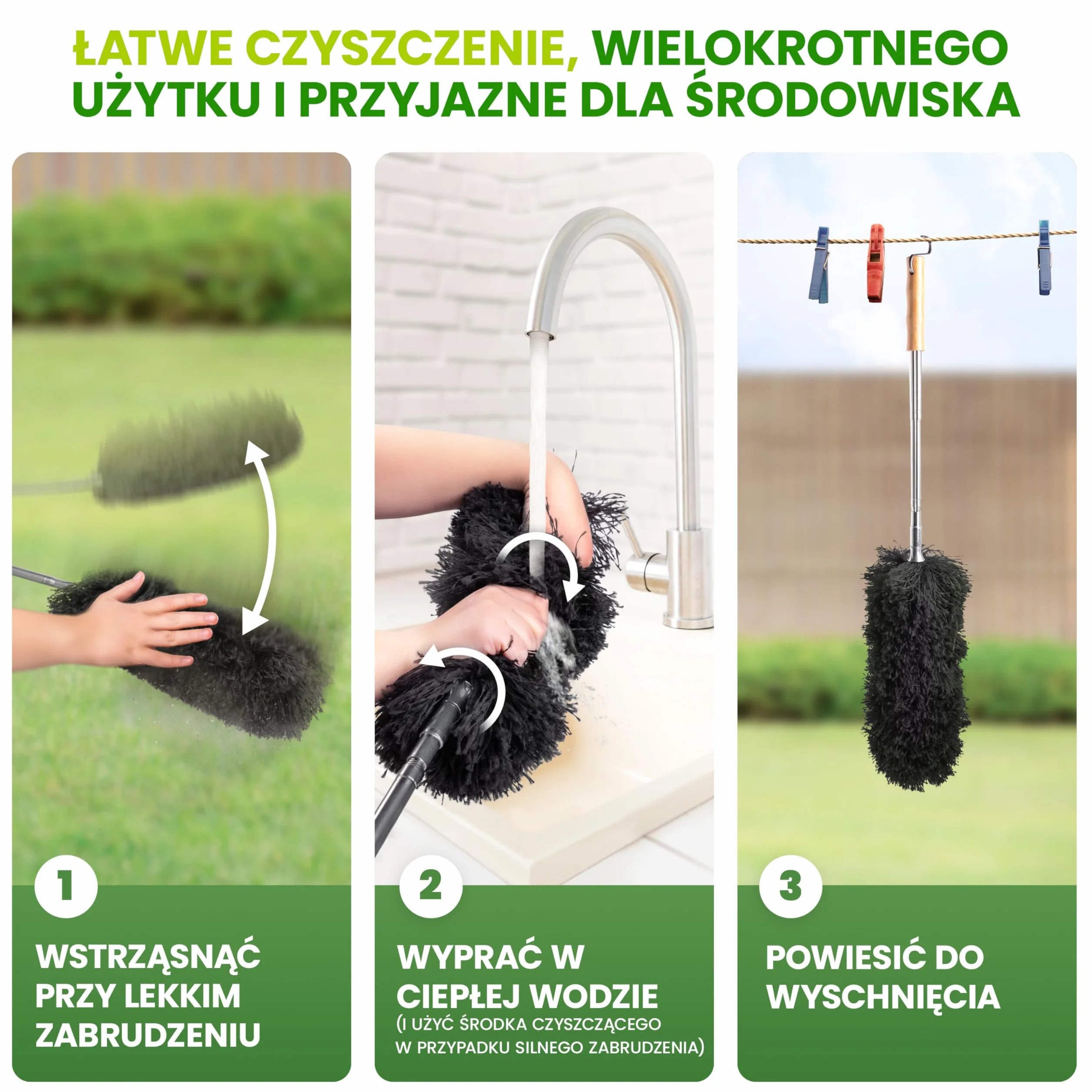 Mop do kurzu Teleskopowy Bambusowy 140 cm z Mikrofibrą