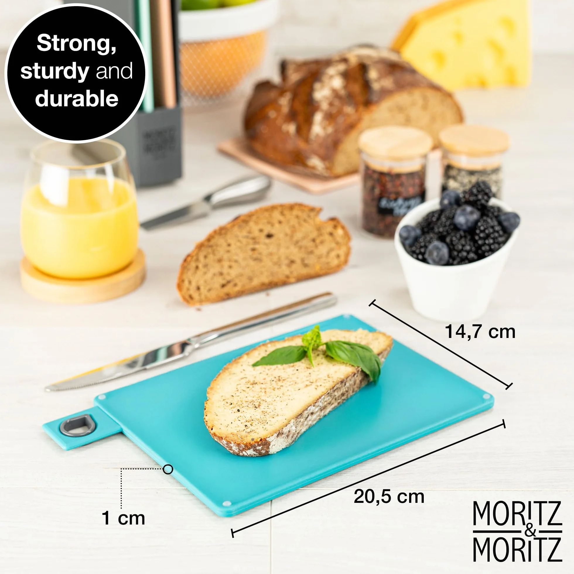 Moritz & Moritz Plastikowy zestaw desek do krojenia 4 sztuki 20,5 x 14,5 cm antypoślizgowe