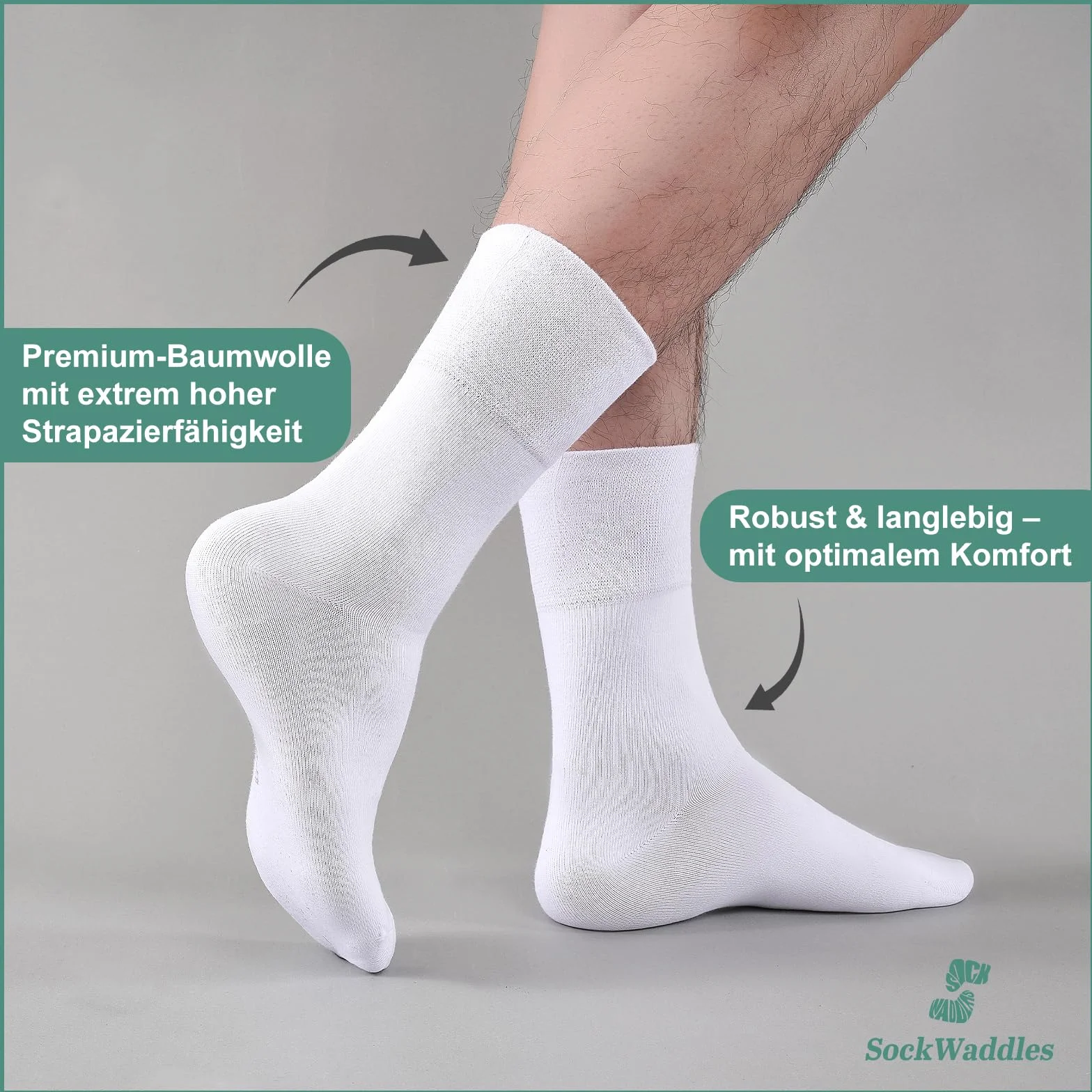 SockWaddles Skarpety Dla Diabetyków (6 Par) Bez Ściągacza I Bez Szwów 97% Bawełna Skarpety Bez Ściągacza Z Komfortowym Ściągaczem Dla Kobiet I Mężczyzn, Czarny Biały I Szary, Rozmiar 35-50