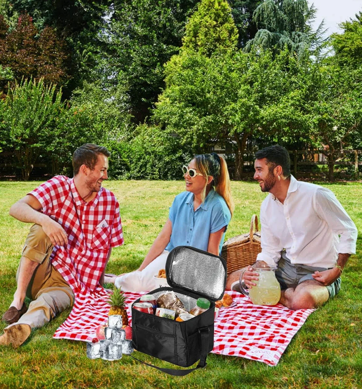 Torba termoizolacyjna chłodząca na kemping plażowa piknik lunch czarna