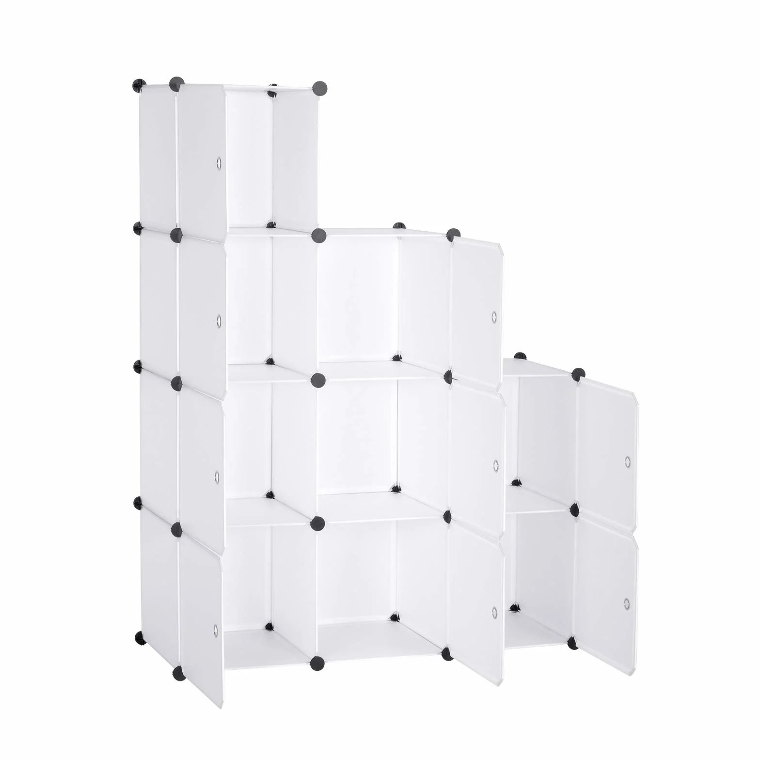 WOLTU szafa SR0055ws DIY system półek wtykowa regał z drzwiami 9 przegródek plastik 111x37x111cm biały