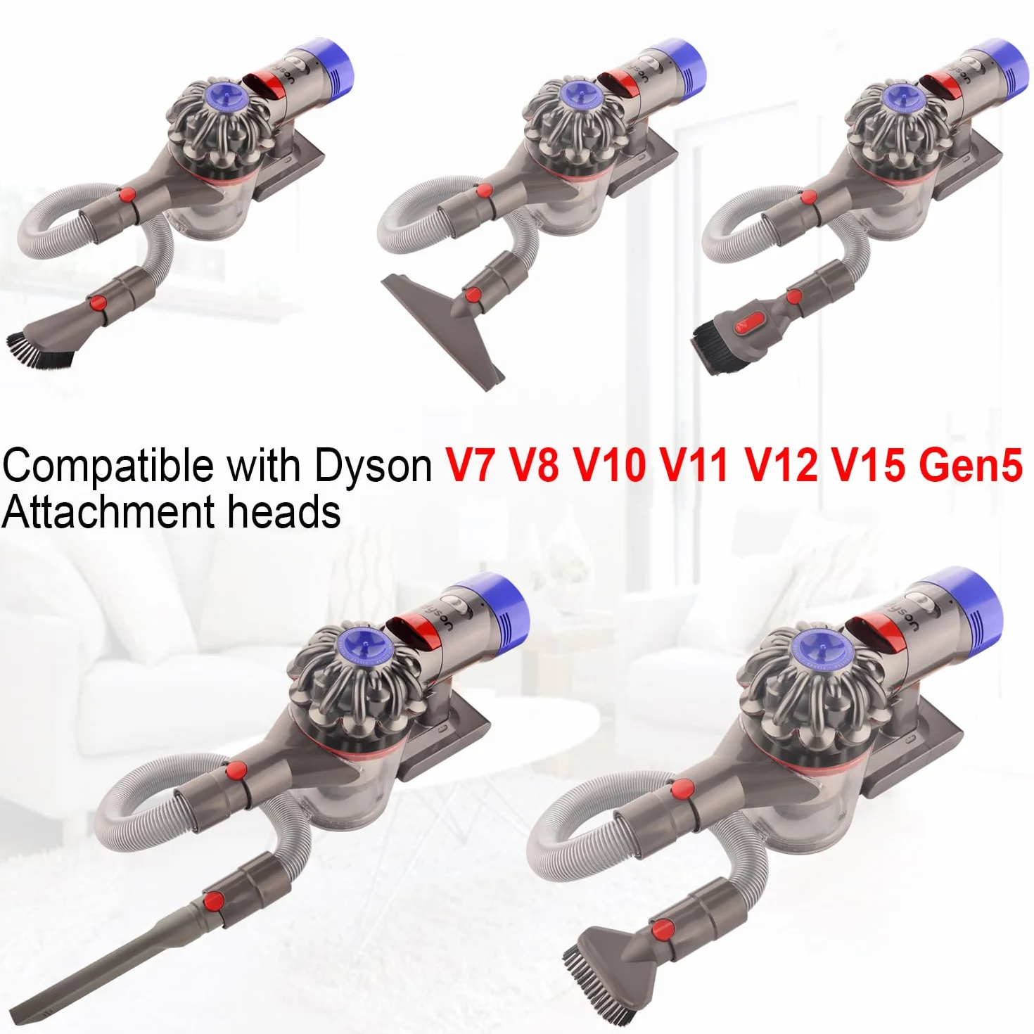 Zestaw akcesoriów do odkurzacza, zestaw dysz z wężem przedłużającym, części zamienne do odkurzacza Dyson Gen5, V15, V12, V7, V8, V10, V11, SV10, SV11 (6 w 1)