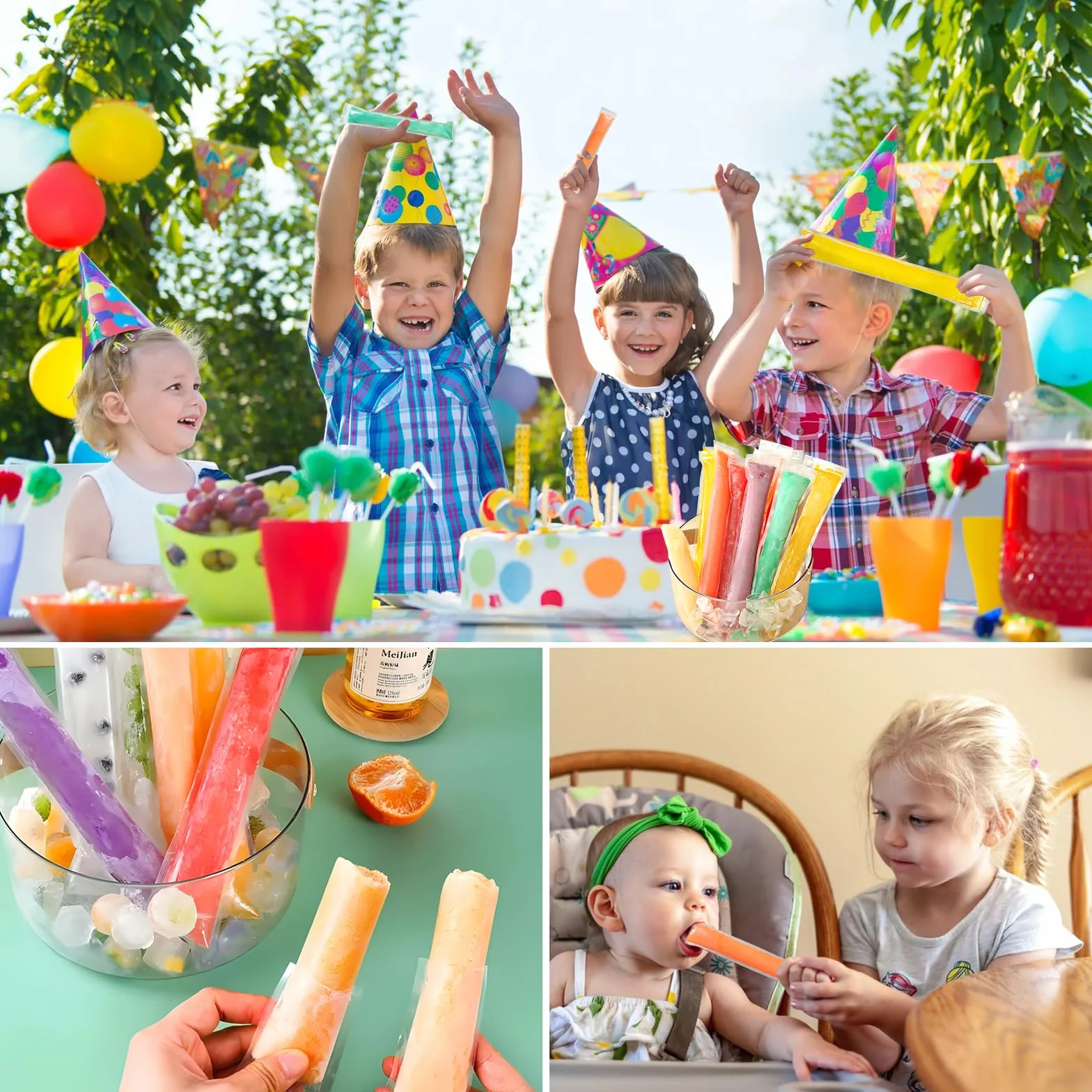 Woreczki na lód 100 sztuk, torby DIY, formy do lodów Popsicle z lejkiem