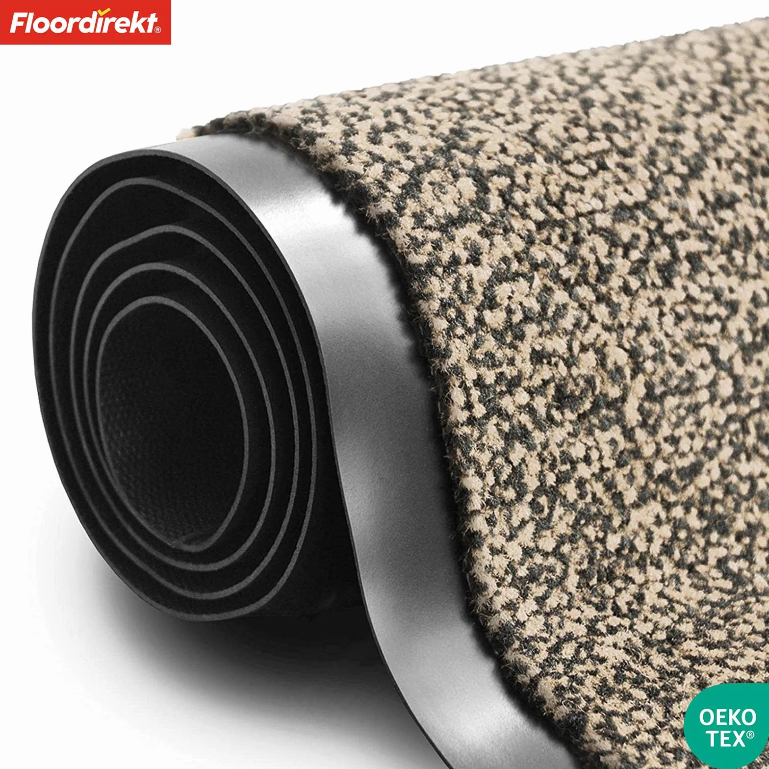 Wycieraczka etm 90 x 120 cm ochra czarna pod drzwi wejściowe wewnątrz zewnątrz