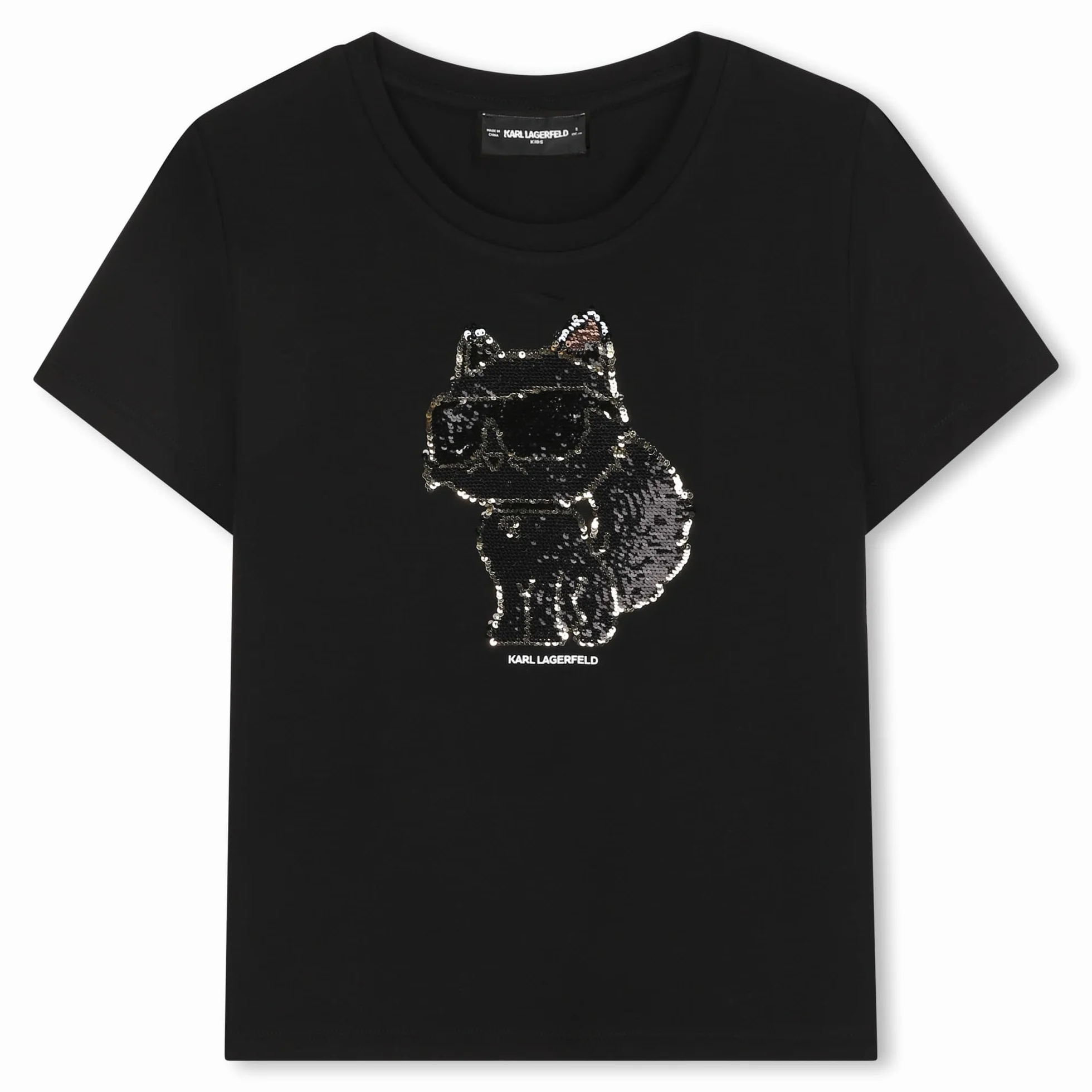 KARL LAGERFELD T-shirt dziewczęcy, Z30944, Czarny, 6 Lat