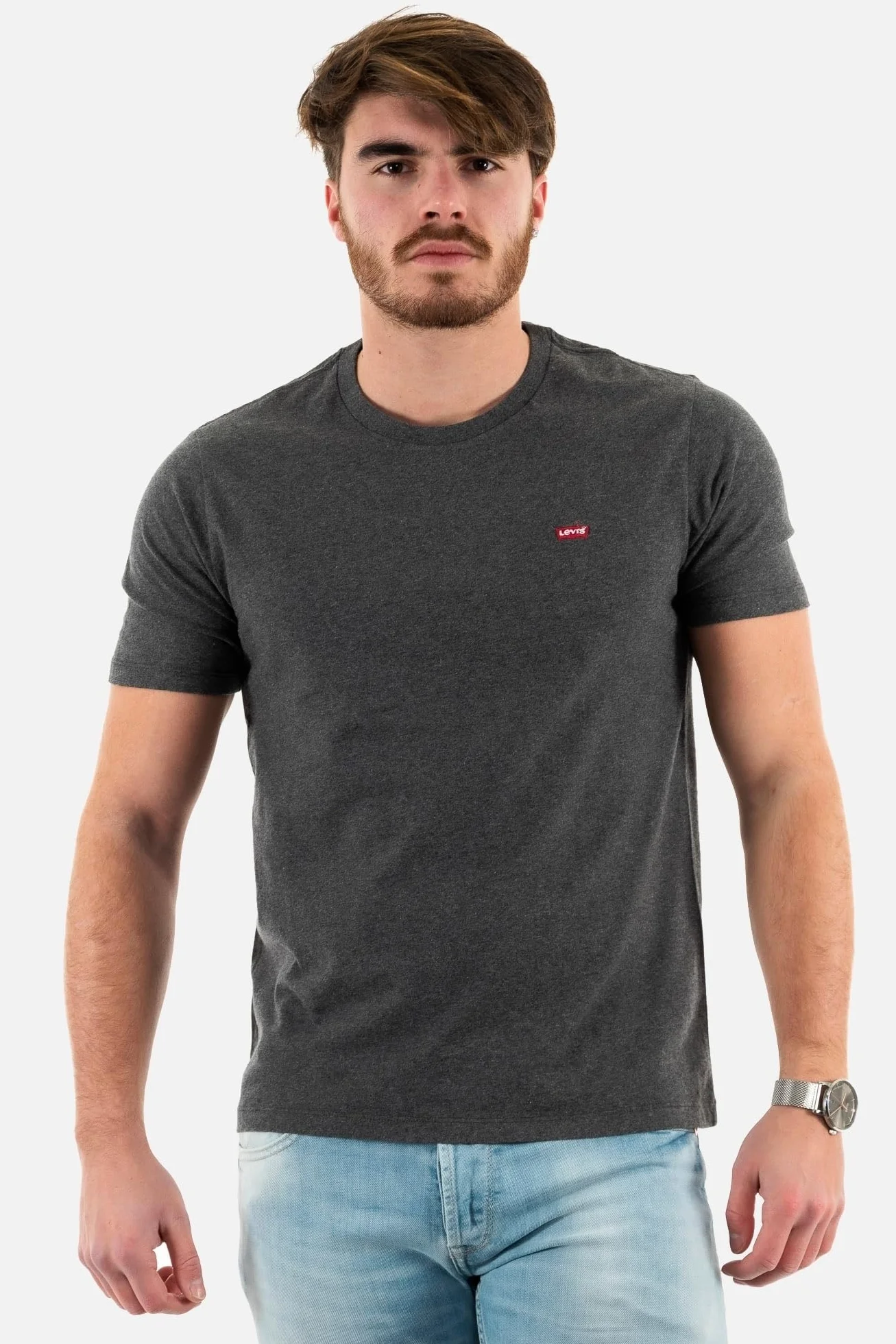 Levi's Mężczyźni Ss Original Housemark Tee T-Shirt, Dark Charcoal Heather Dkr, L