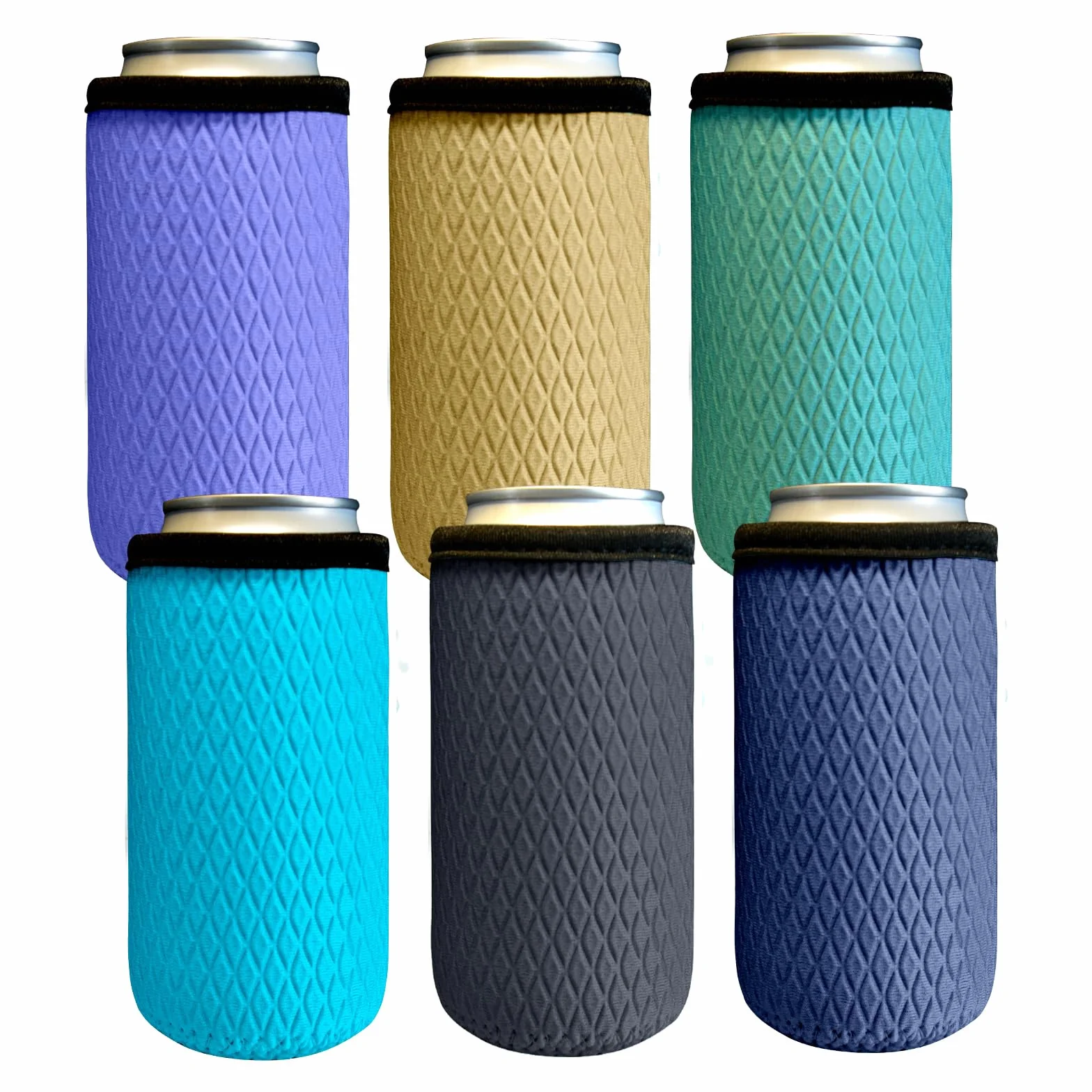 6 x 500ml/470ml Izolowane neoprenowe chłodziarki na puszki, ponownego użycia antypoślizgowe osłony na puszki piwne i inne napoje (6 sztuk), (500ml/470ml puszki)