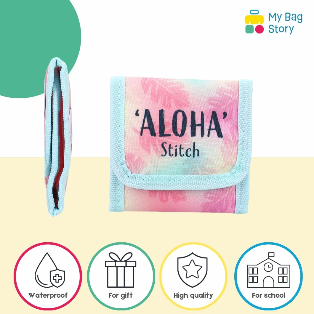 mybagstory - Stitch różowy portfel dziecięcy dla dzieci - szkoła - przedszkole - przedszkole - wakacje - 10 cm, Ścieg - różowy, Enfant, dziewczynka