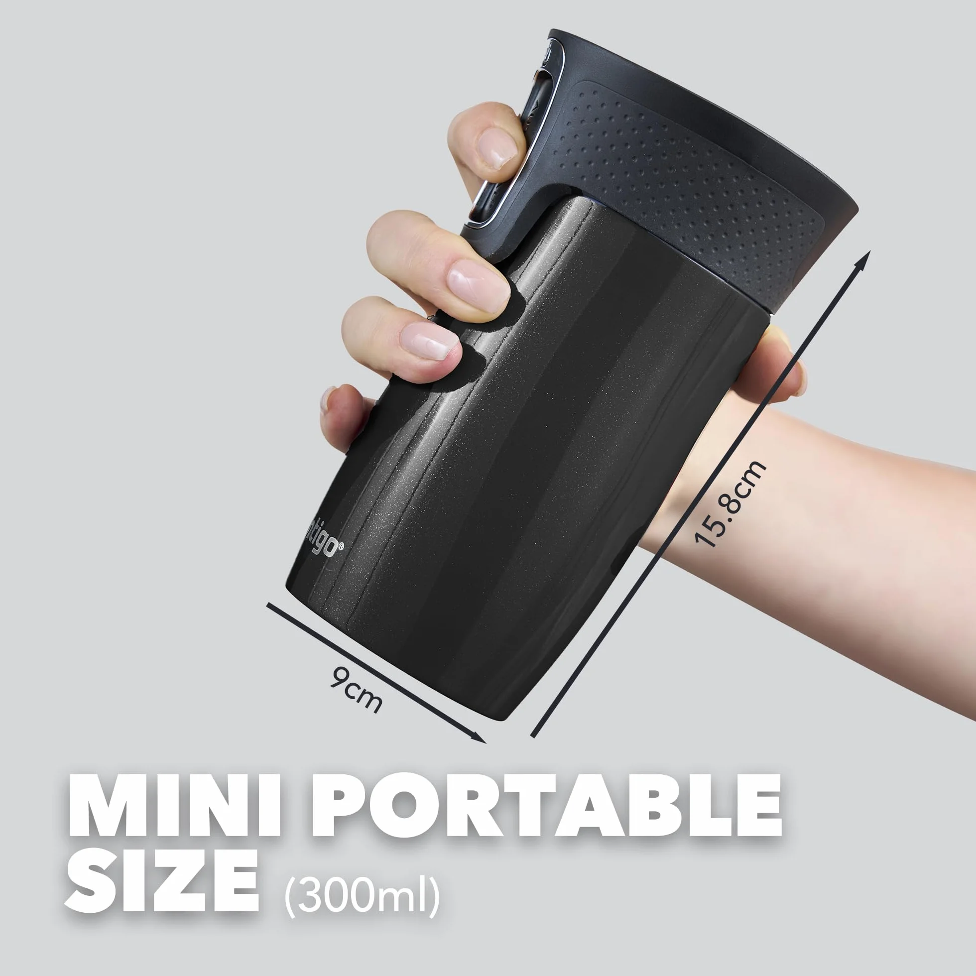 Contigo West Loop Mini Autoseal Kubek podróżny, ze stali nierdzewnej, termos próżniowy, szczelny kubek, kubek na kawę na wynos, z łatwą do czyszczenia, bez BPA, lukrecja, 300 ml