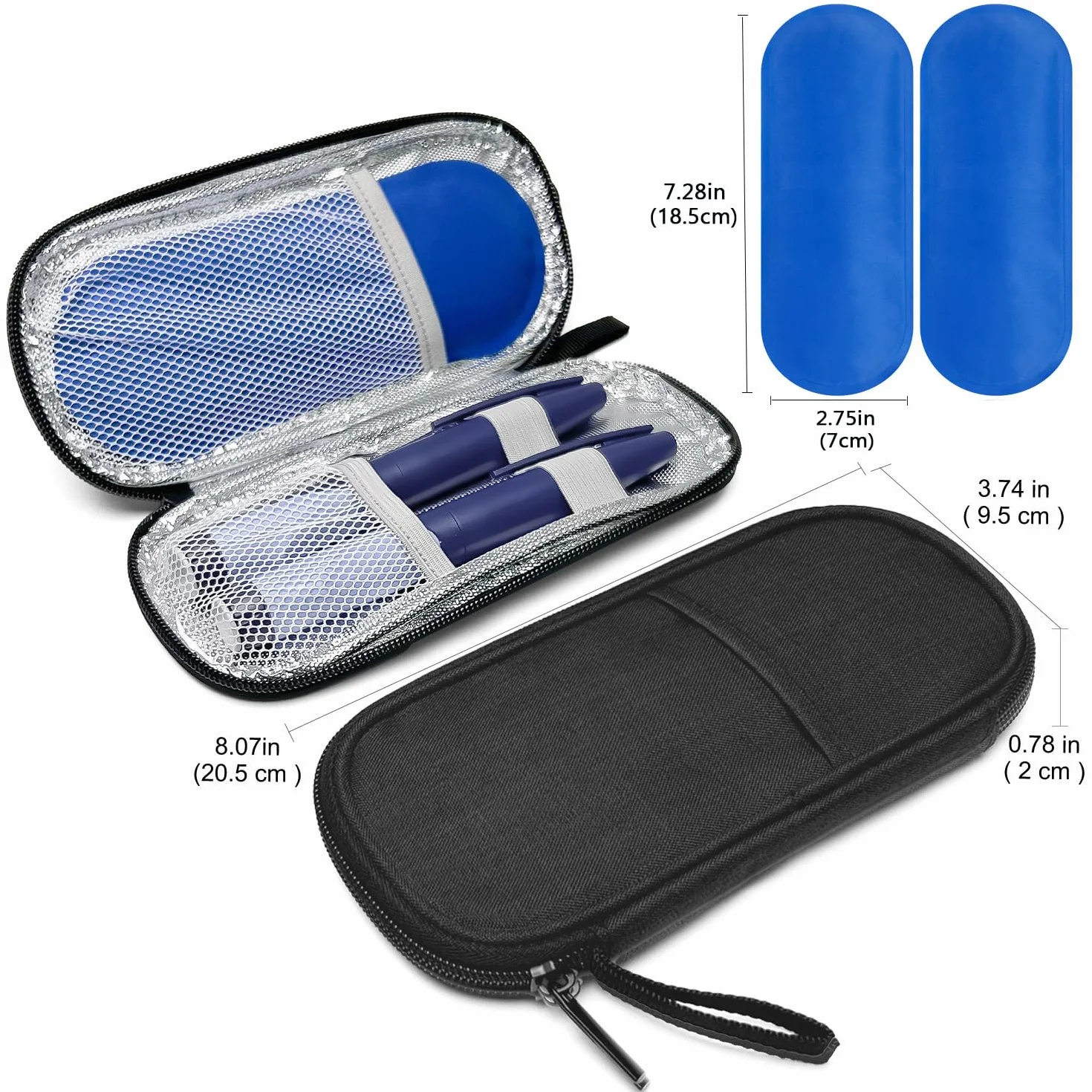 Torba chłodząca na insulinę z 2 akumulatorami chłodzącymi, torba na leki dla diabetyków, torba TSA na insulinę, epipen, insulinę i inne akcesoria cukrzycowe, lodówka, Fioletowy, zwykły