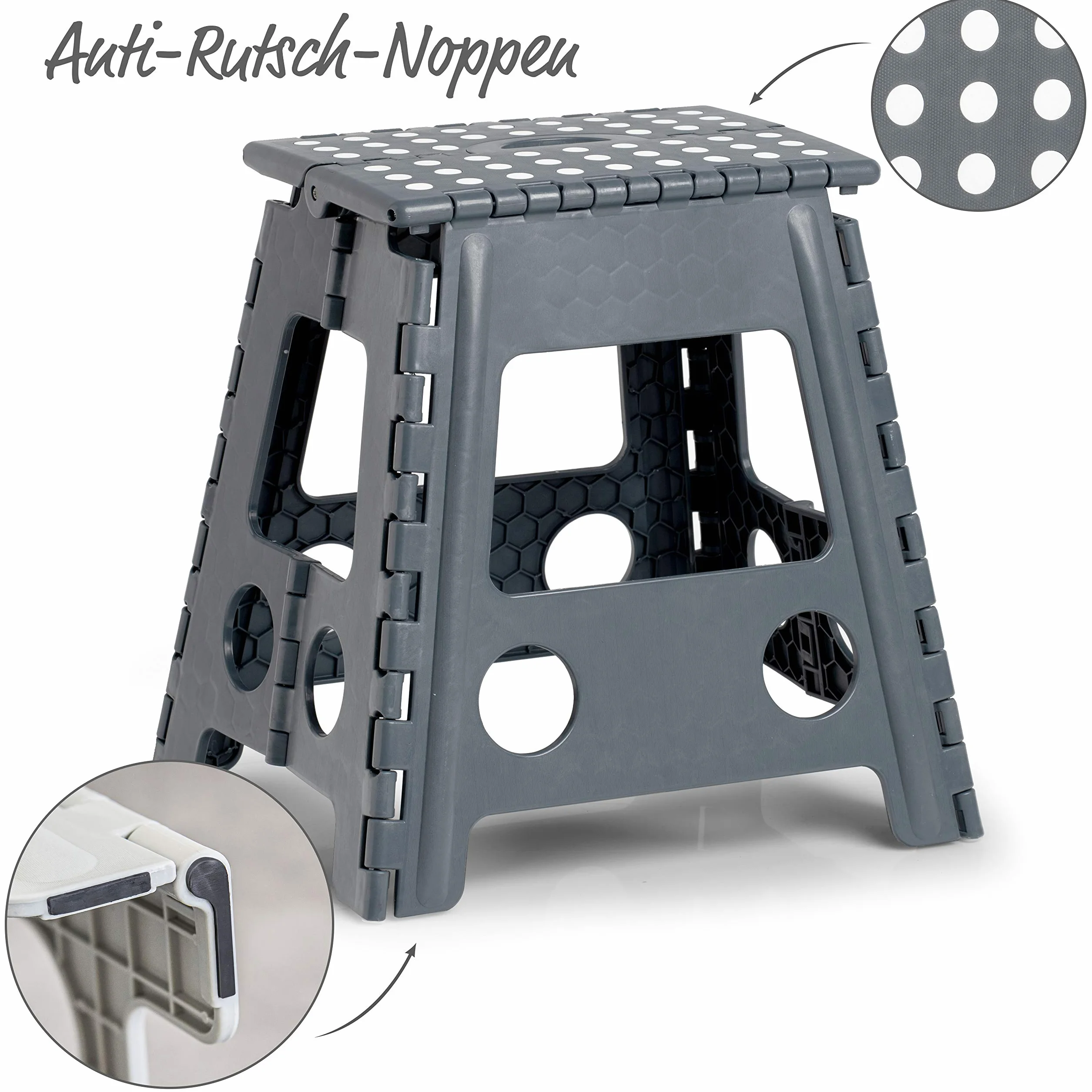 Zeller Składany Stołek Premium 150 kg 38,5 x 31,5 x 39 cm Antracyt