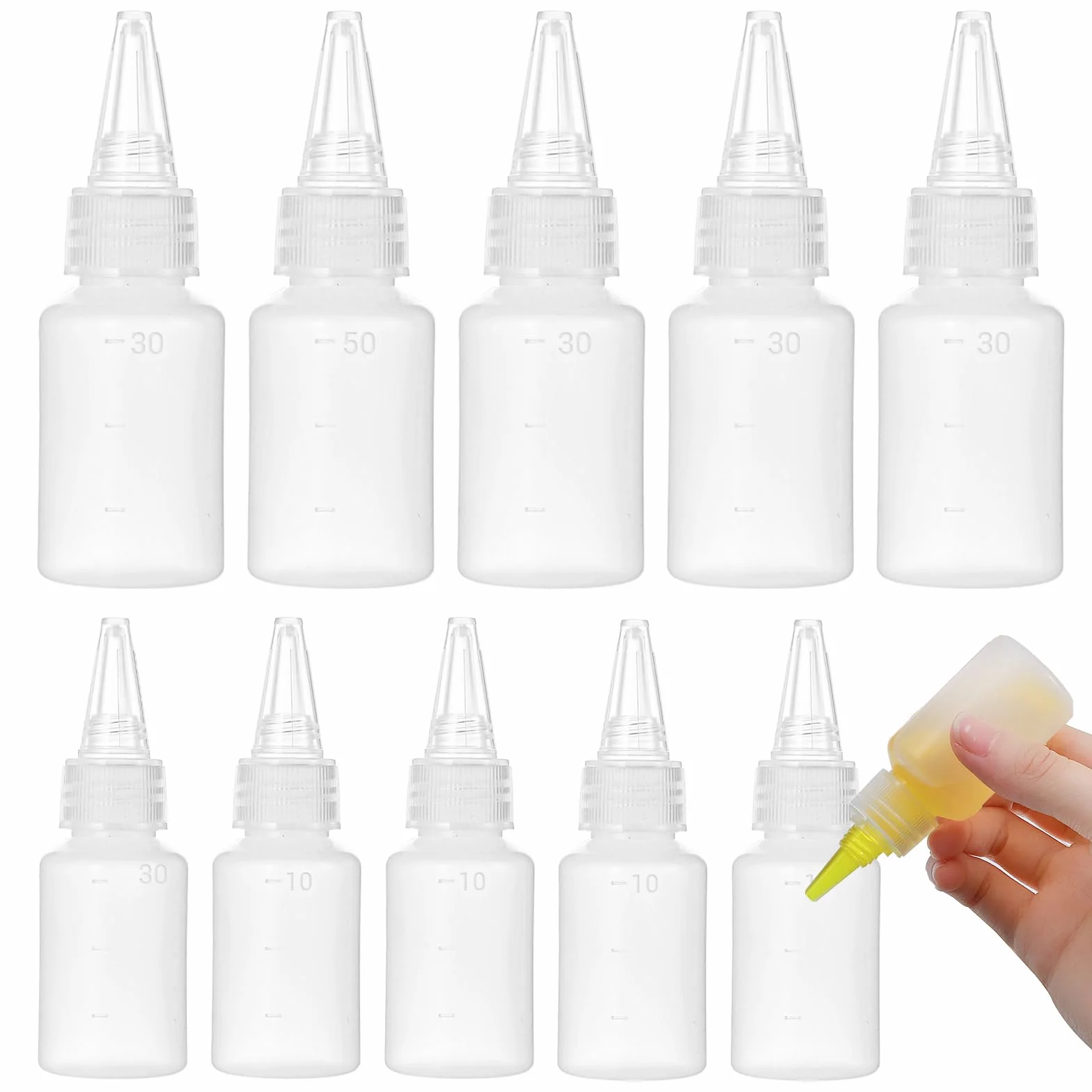 Butelka do wyciskania 30 ml 10 ml z dyszami wielokrotnego użytku szczelne na sosy przyprawy