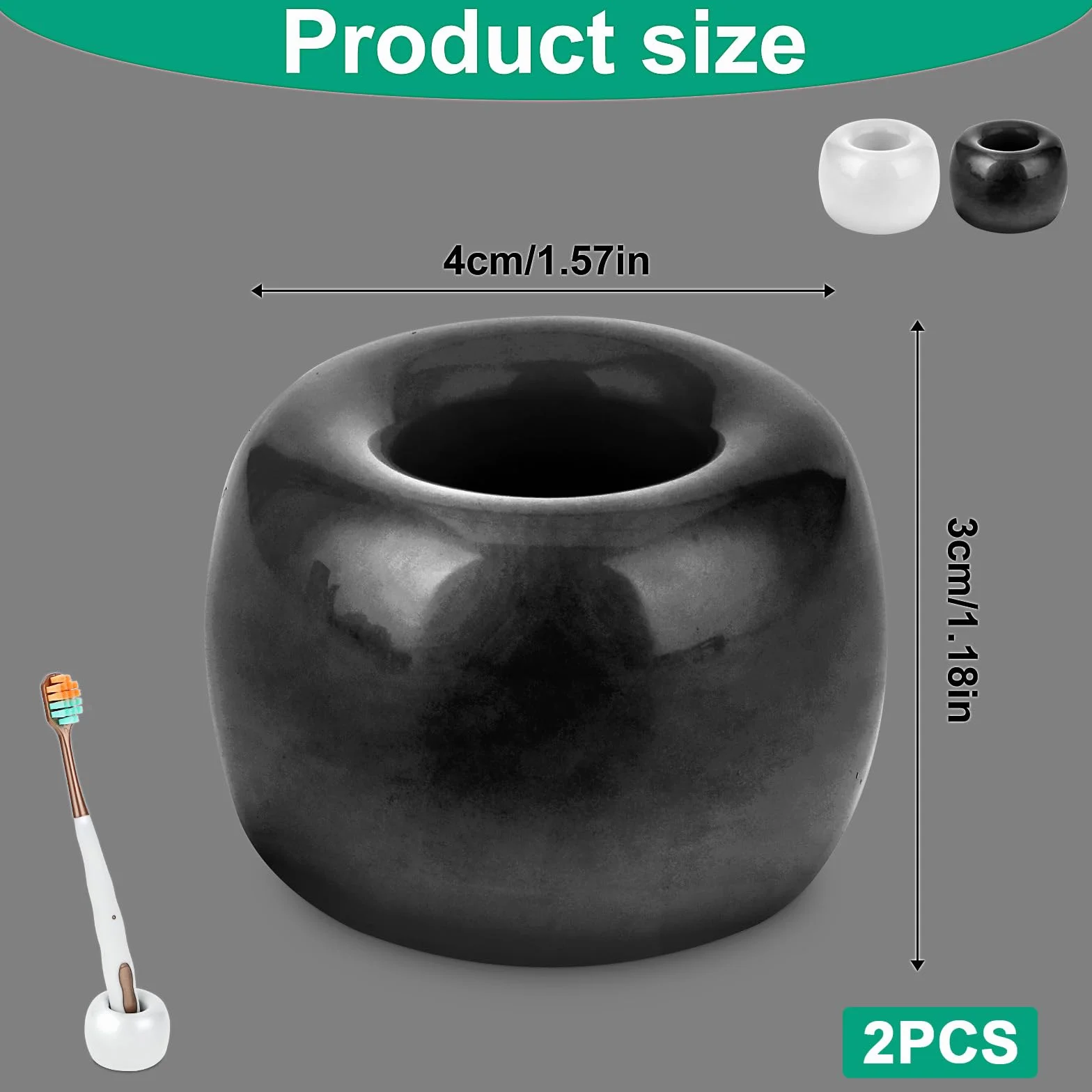 COMNICO 2 szt. ceramiczny stojak na szczoteczki do zębów biały czarny