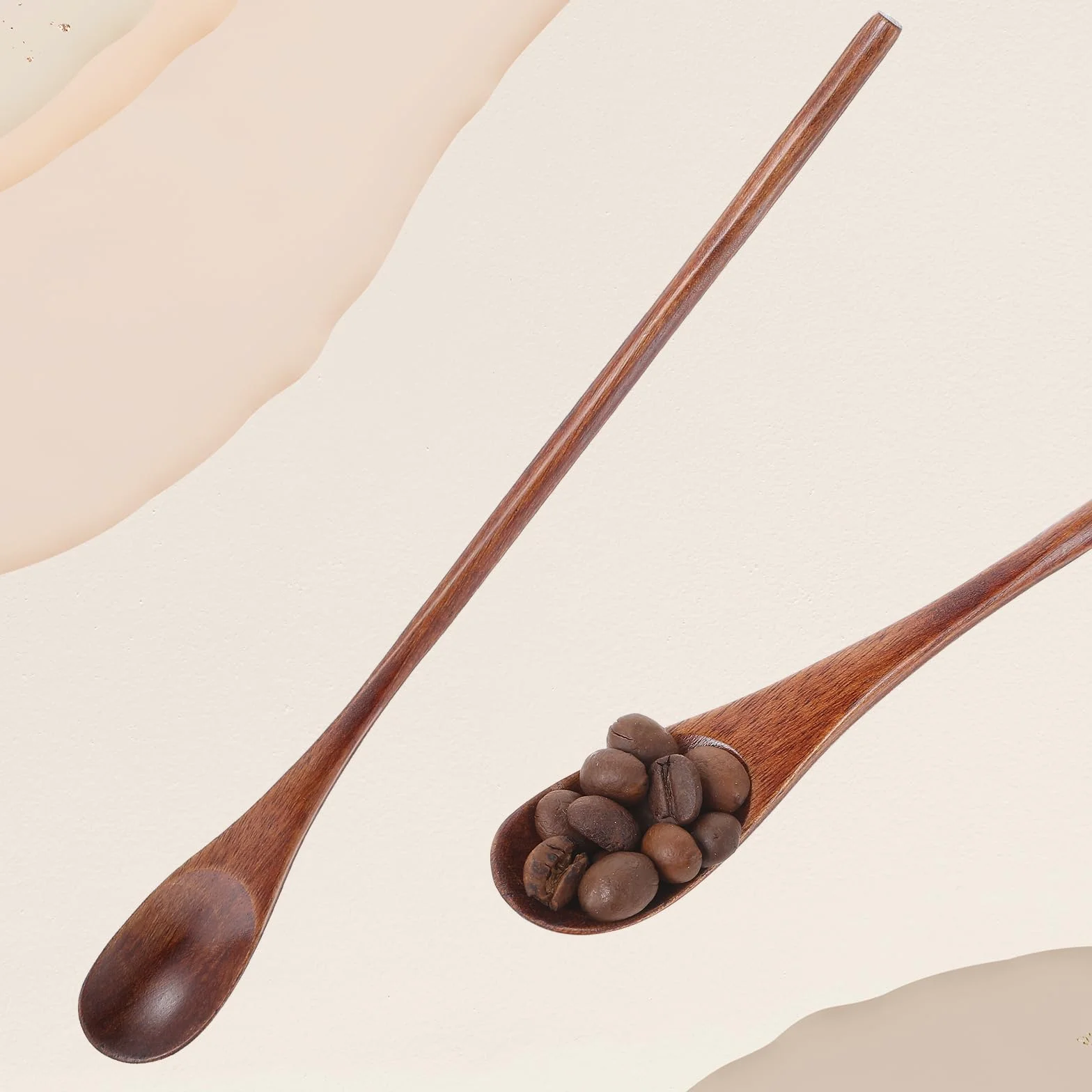 Długie drewniane łyżeczki do herbaty i kawy 19,8 cm Gjinxi