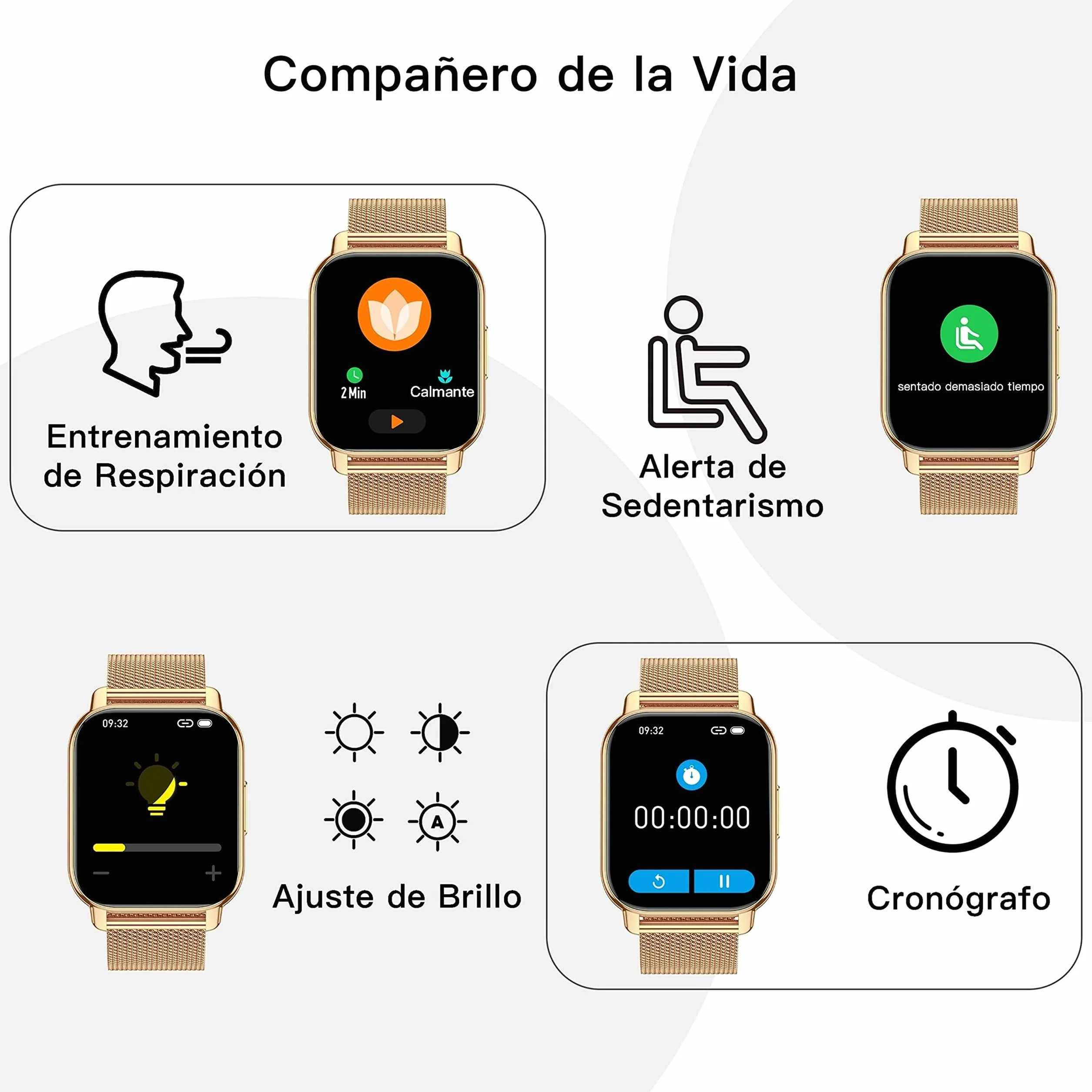Popglory Damski smartwatch, funkcja odbierania połączeń, pomiar ciśnienia krwi, tętna i snu, ponad 100 sportów, Android, iOS