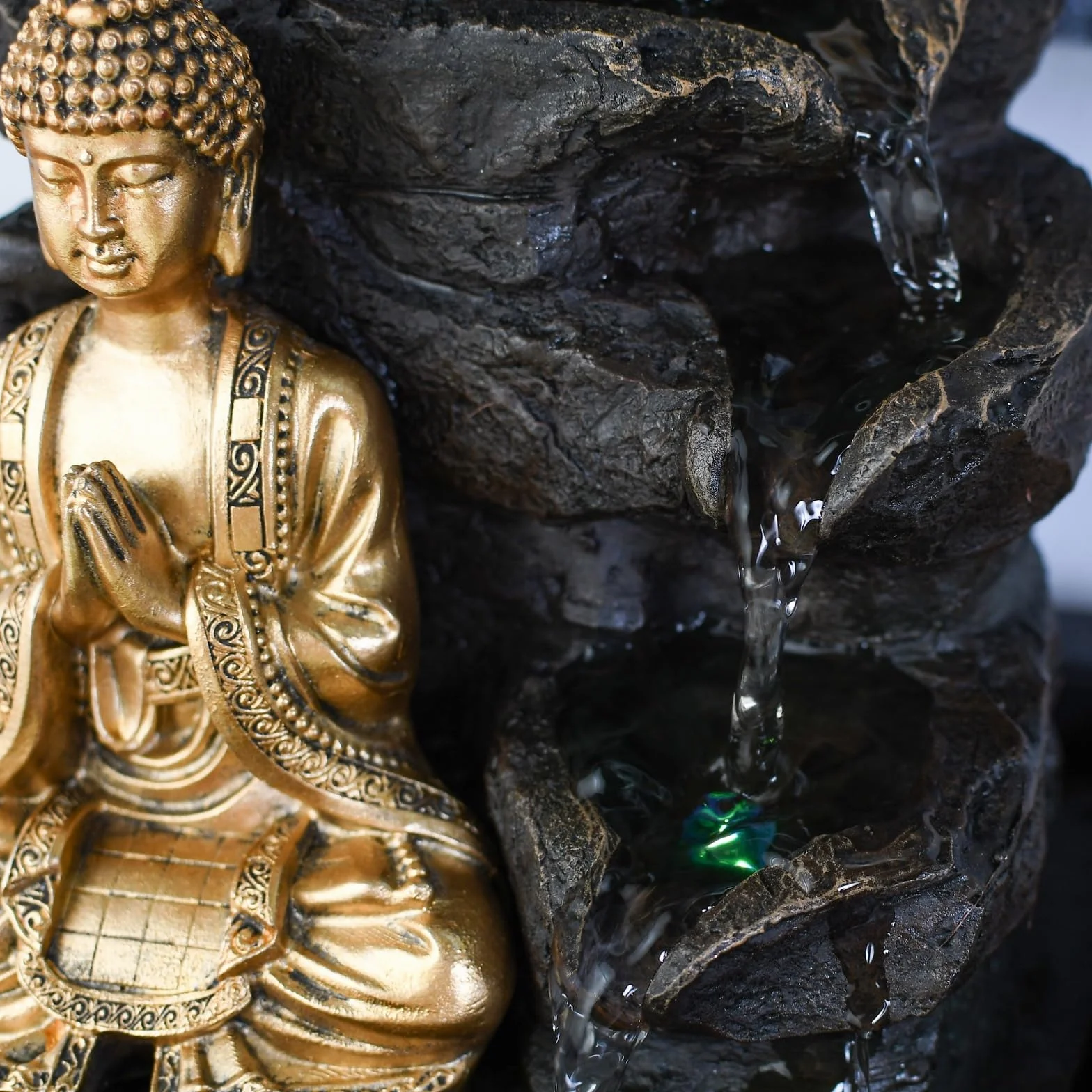 Zen'Light Shira fontanna pokojowa z pompą i oświetleniem LED, żywica syntetyczna, rozmiar uniwersalny