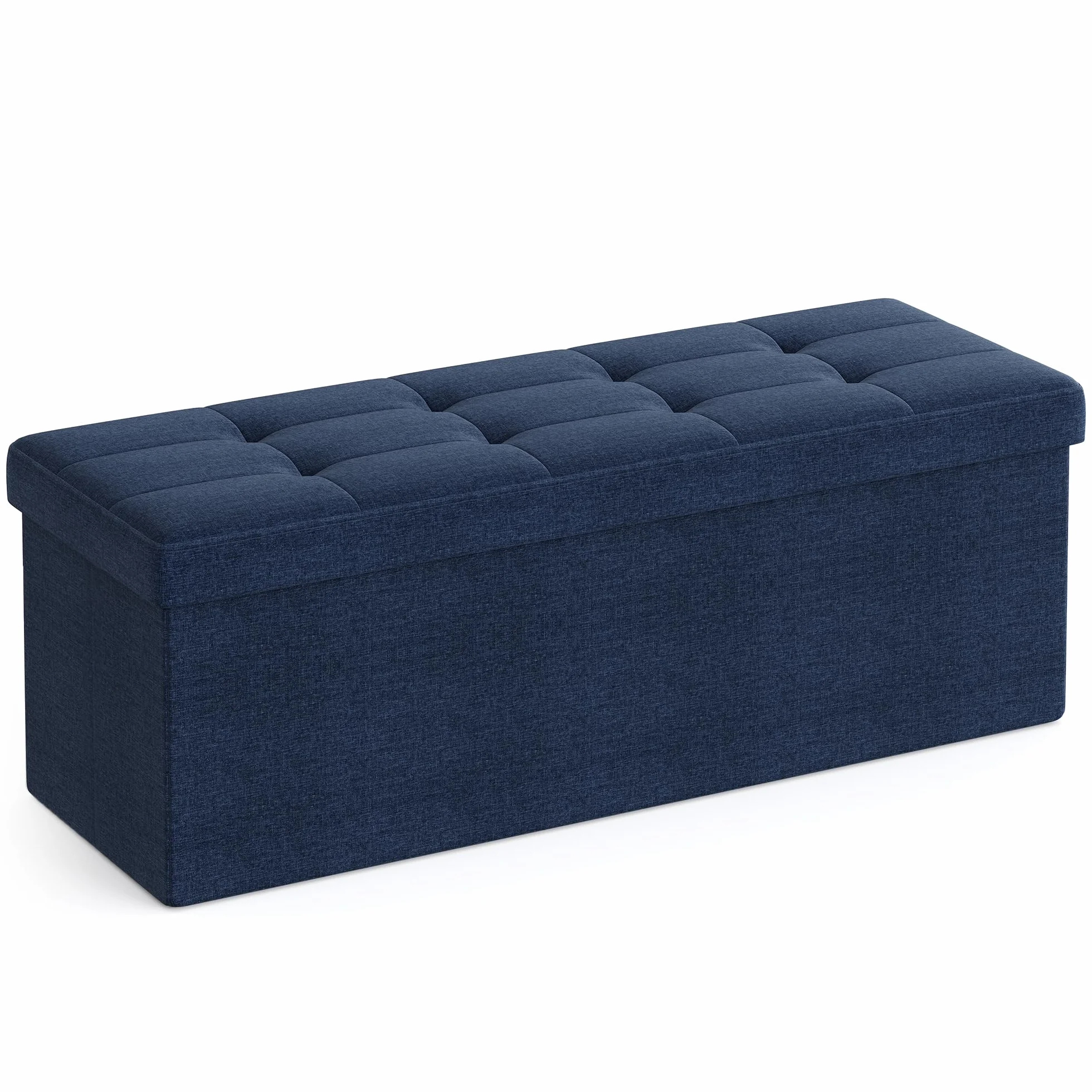 SONGMICS Skrzynia do przechowywania Ottoman 110 x 38 cm 300 kg niebieski nocny LSF77IN