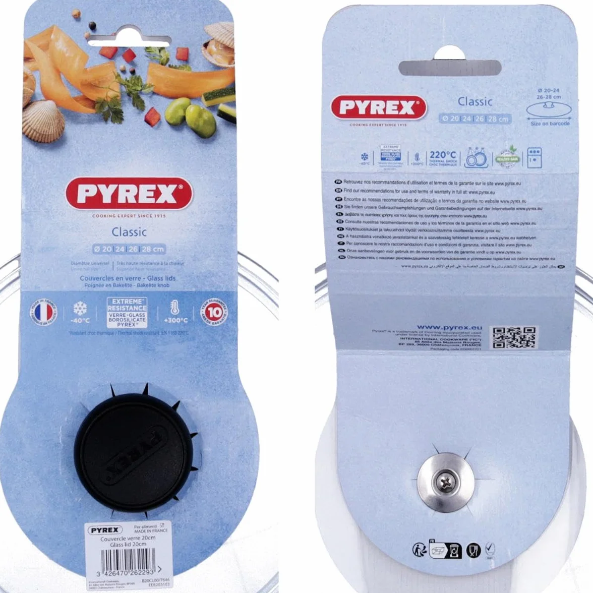 Pyrex Deksel Glazen 20 cm przezroczysty