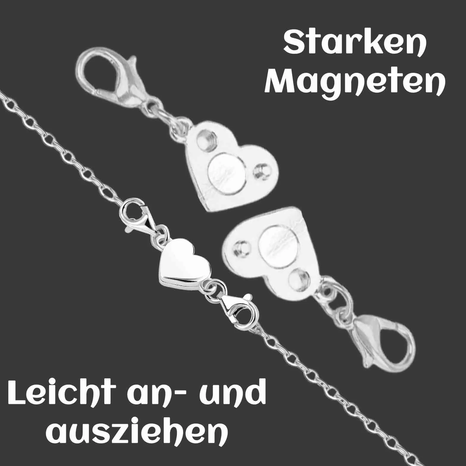 6 sztuk damskich łańcuszków z zapięciem magnetycznym, łańcuszek przedłużający dla kobiet, zapięcie magnetyczne w kształcie serca, zamknięcie na karabińczyk, do łańcuszków, naszyjników, bransoletek,