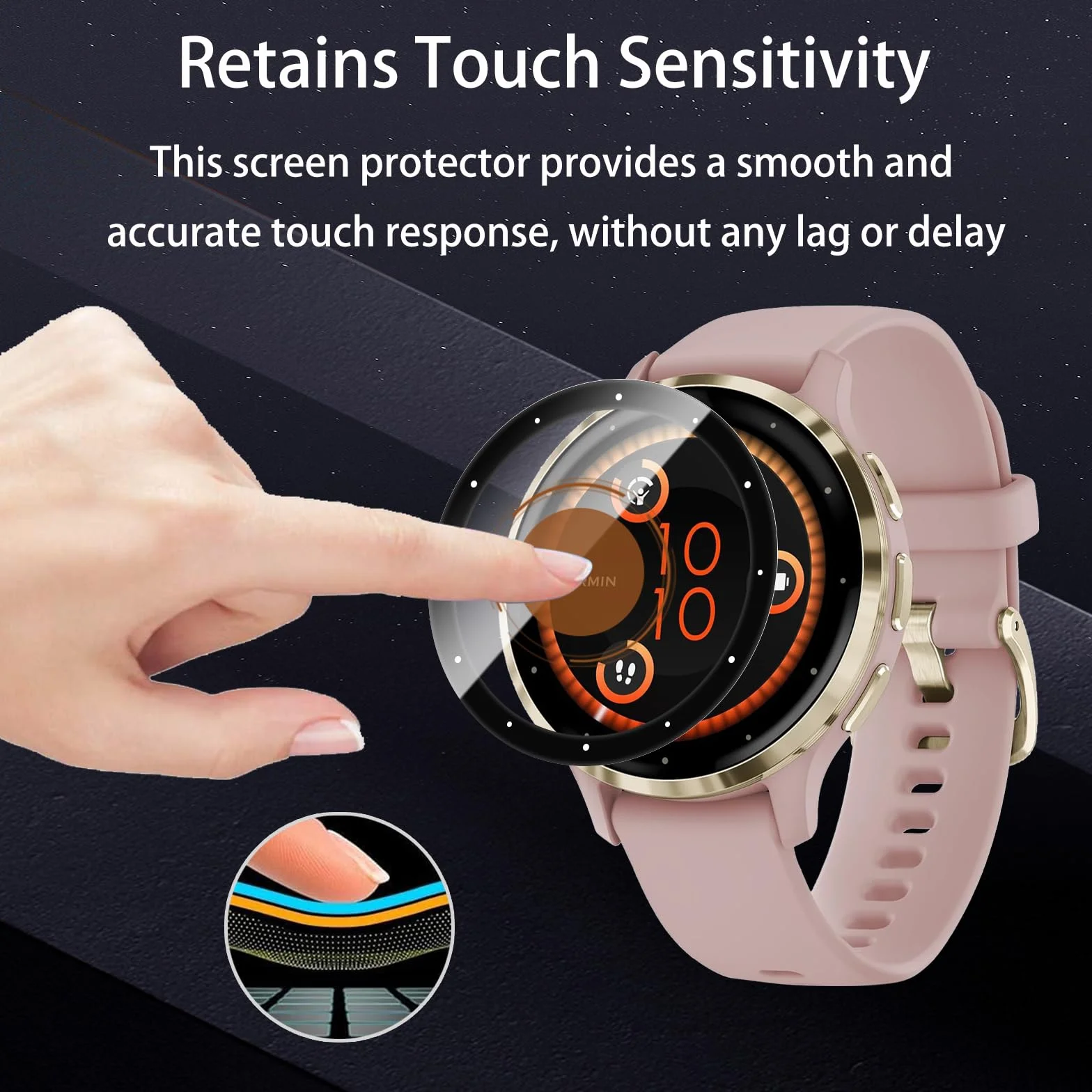 [4 sztuki] Folia ochronna kompatybilna z Garmin Venu 3S 41 mm, odporna na zarysowania HD TPU Soft Film, 3D Curved Full Cover Protective, bez pęcherzyków powietrza, nie pozostawia odcisków palców