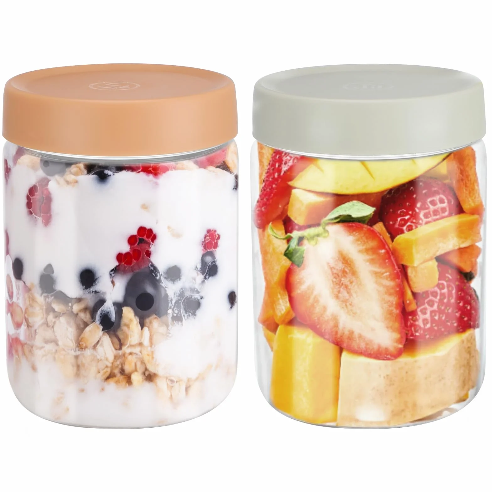 Pojemnik na owies, do kuchenki mikrofalowej, do przygotowywania posiłków, przechowywania, marynowania, 2 szt., 600 ml, wielofunkcyjne szklane słoiki z pokrywkami, konserwowanie sałatek